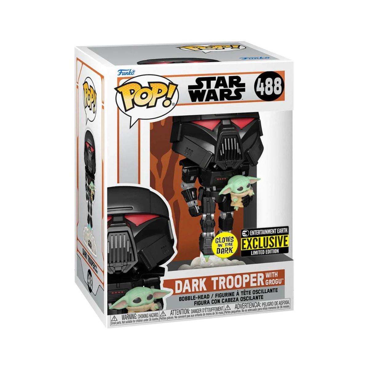 TM Dark Trooper with Grogu (Glow in the Dark) Funko Pop! Bobble Head Toy 1