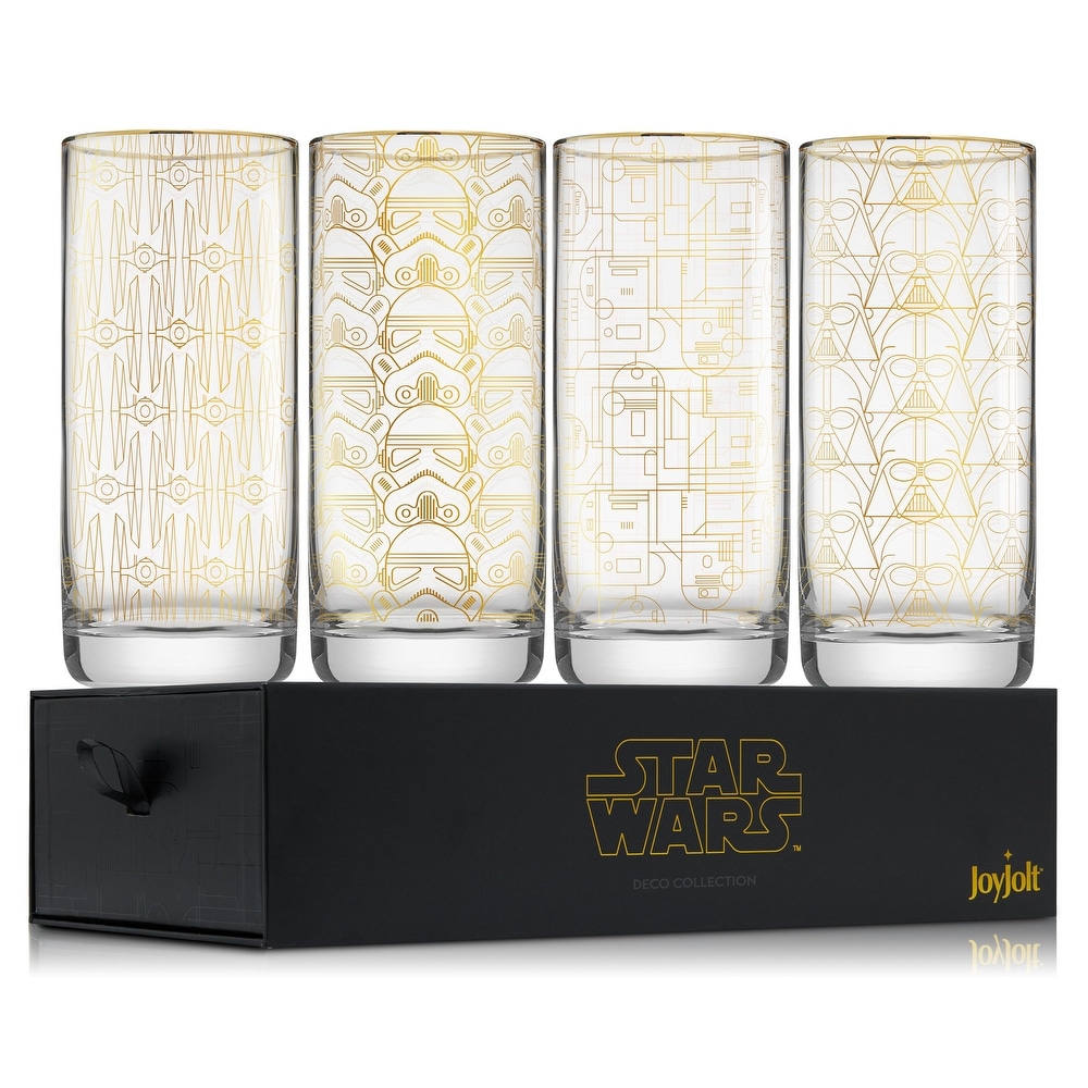 SW Deco Gold Glass Tall Drinking Glasses 4-Pack 2