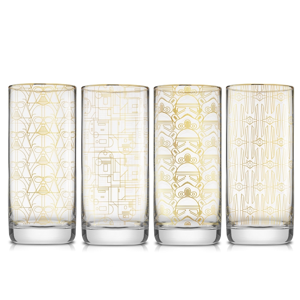 SW Deco Gold Glass Tall Drinking Glasses 4-Pack 3