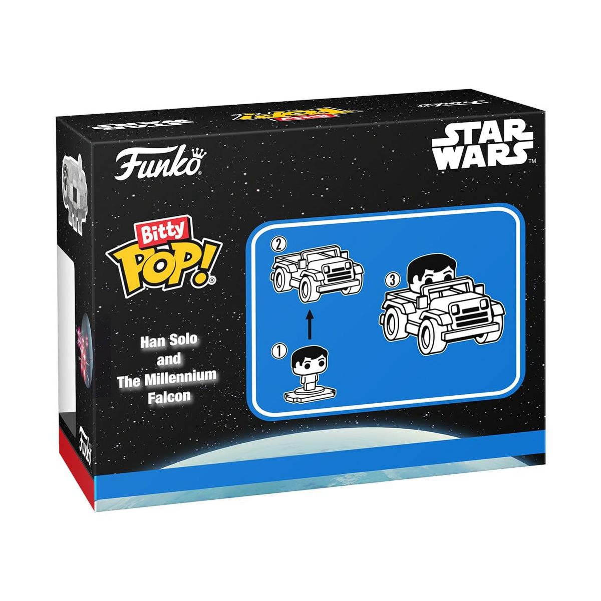 SW Funko Pop! Bitty Ride Han Solo with Millenium Falcon Bobble Head Toy Set 2
