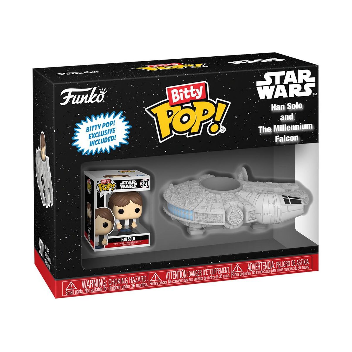 SW Funko Pop! Bitty Ride Han Solo with Millenium Falcon Bobble Head Toy Set 1