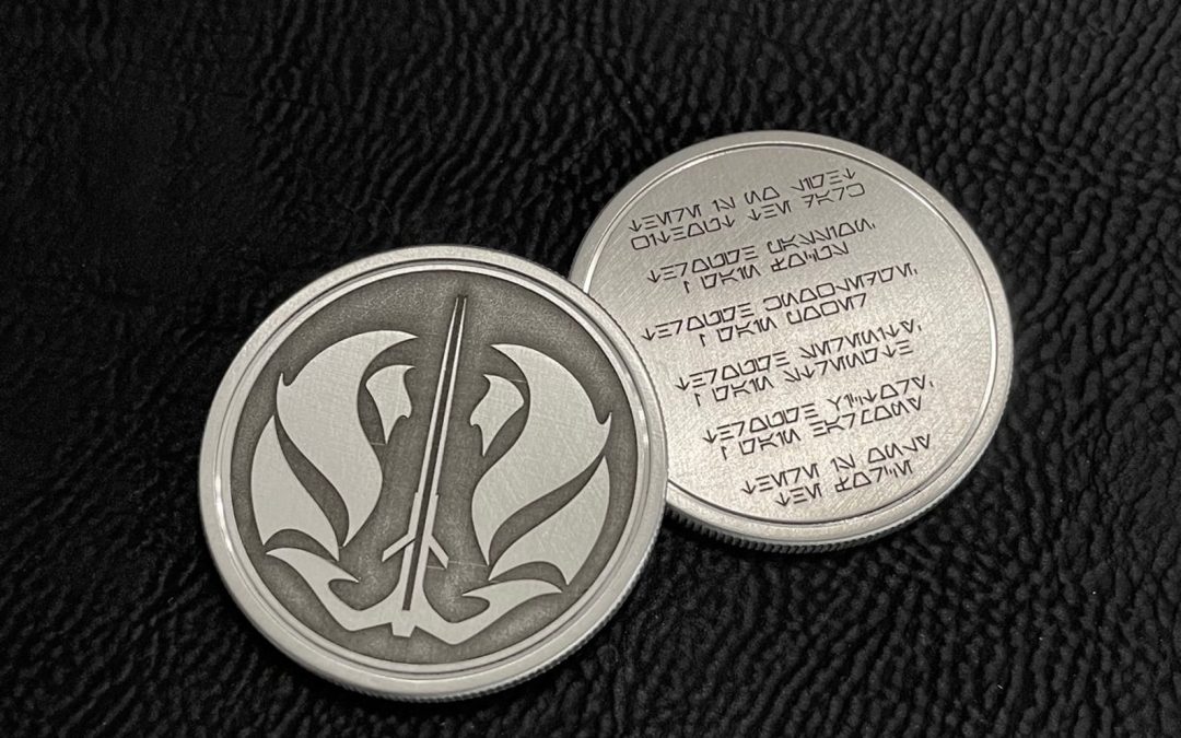 New Star Wars Gray Jedi Order Emblem & Code Challenge Stainless Steel Metal Prop Replica Coin available!