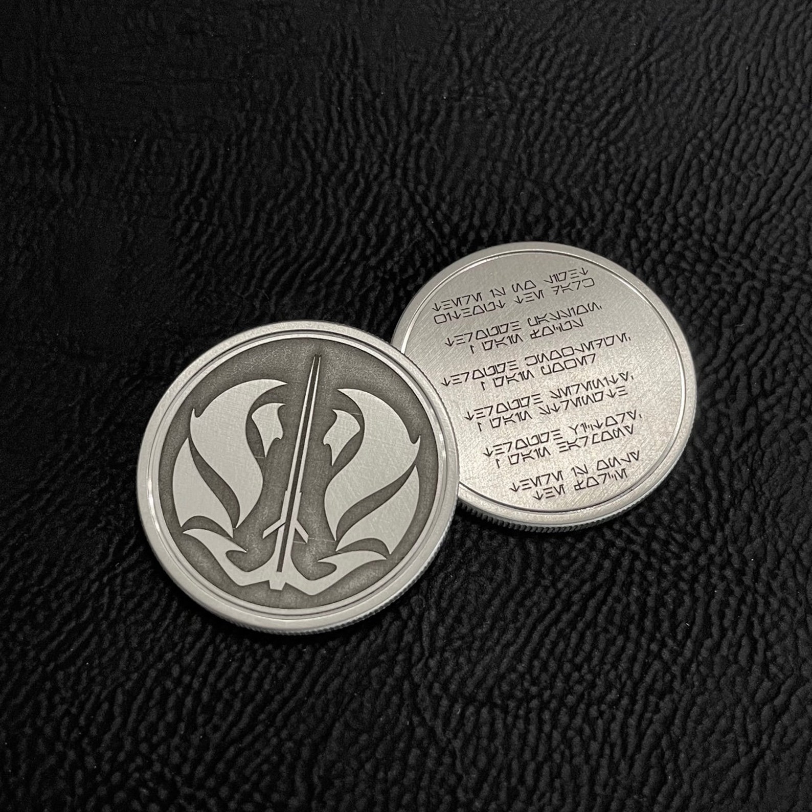 SW Gray Jedi Order Emblem & Code Challenge Stainless Steel Metal Prop Replica Coin 1