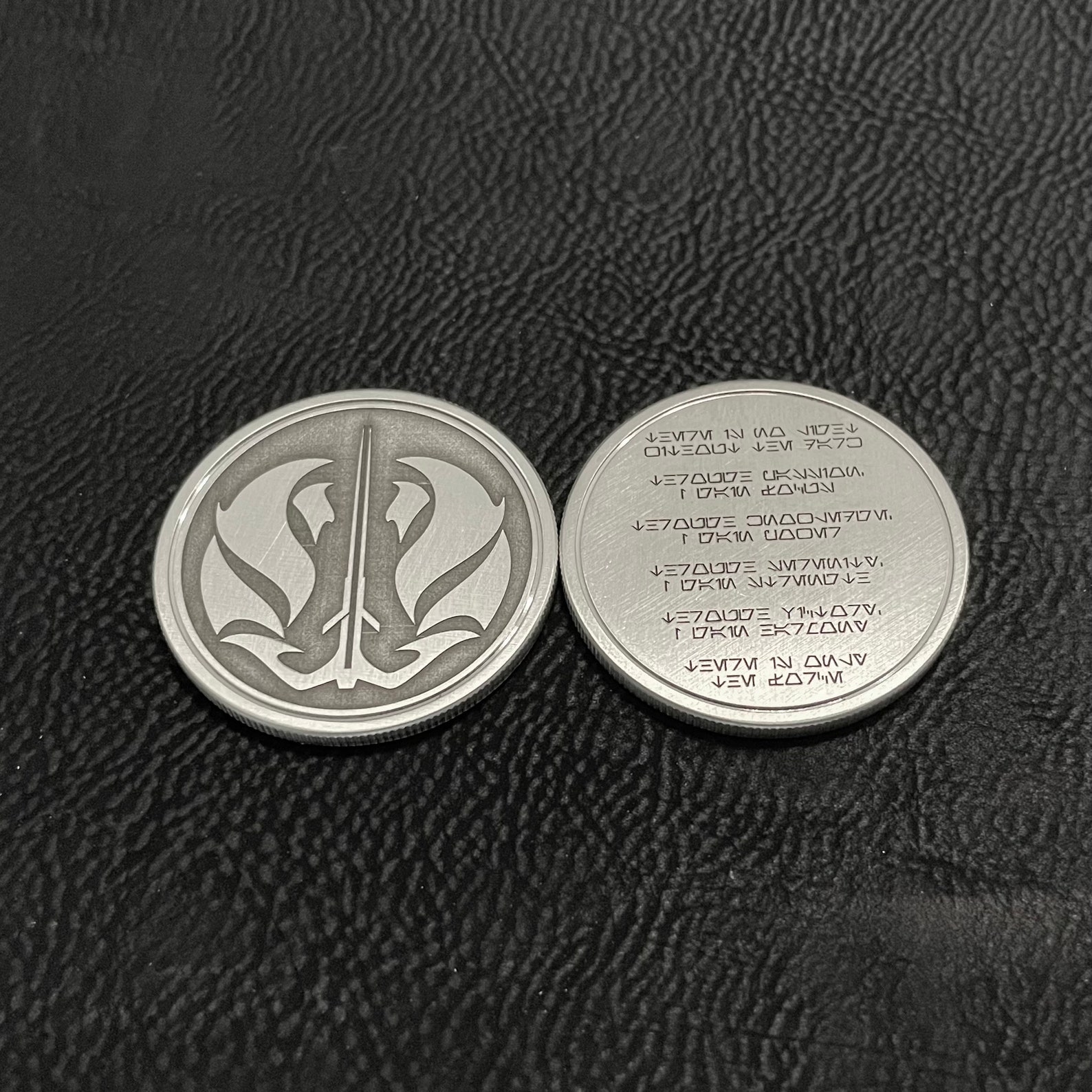SW Gray Jedi Order Emblem & Code Challenge Stainless Steel Metal Prop Replica Coin 2