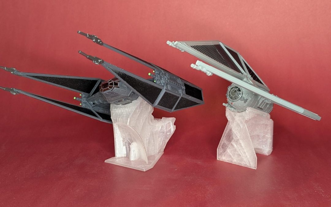 New Star Wars Micro Galaxy Squadron TIE Silencer & TIE Striker 3D Printed Flight Stand 2-Pack available!