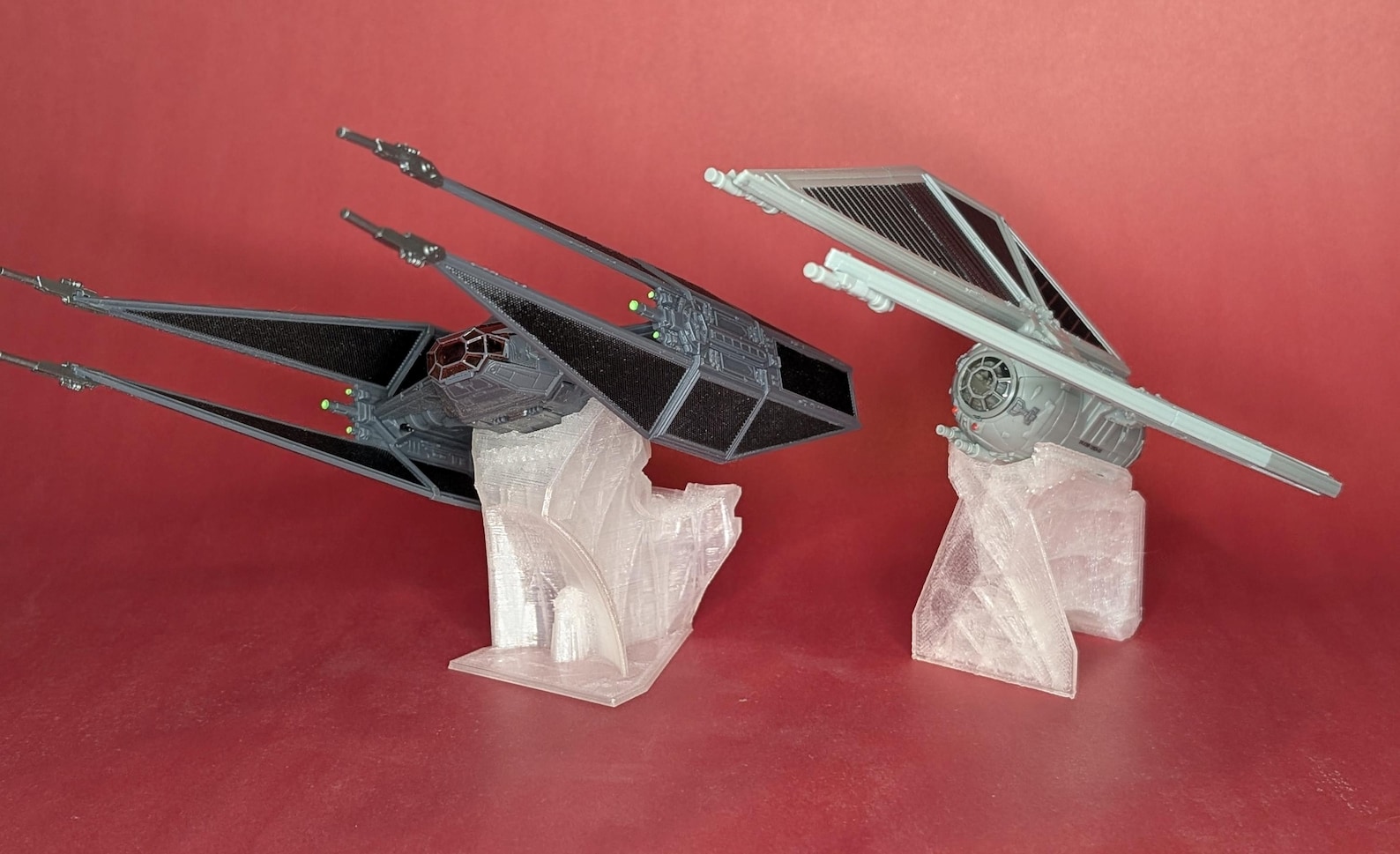 SW Micro Galaxy Squadron TIE Silencer & TIE Striker 3D Printed Flight Stand 2-Pack 1
