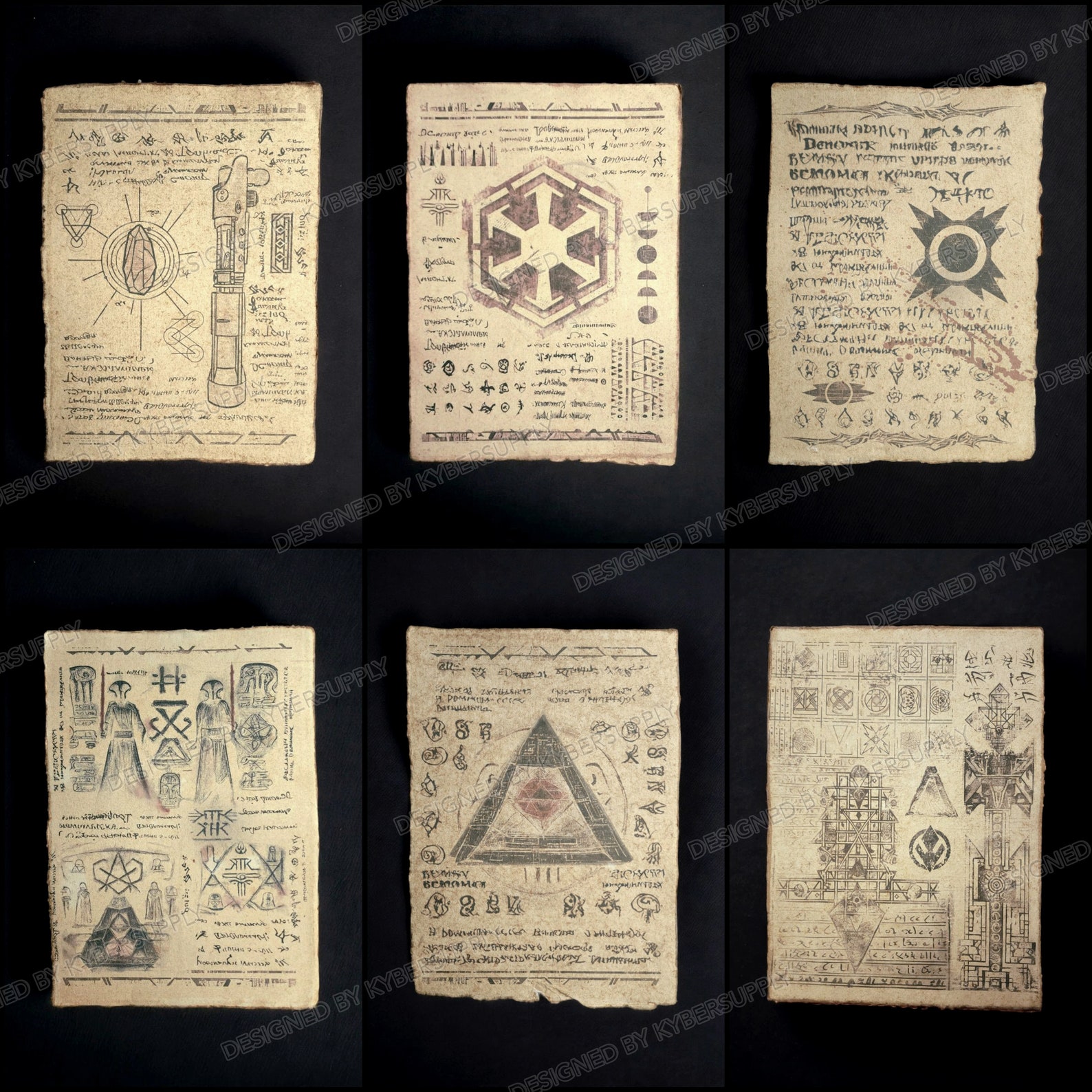 SW Inspired Ancient Sith Scrolls Prop Replica 6-Pack Set 3