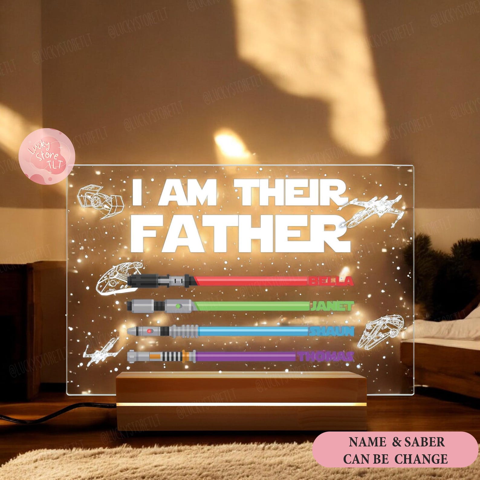 SW Father's Day I Am Their Father Personalized Photo Night Light Custom Sign 2