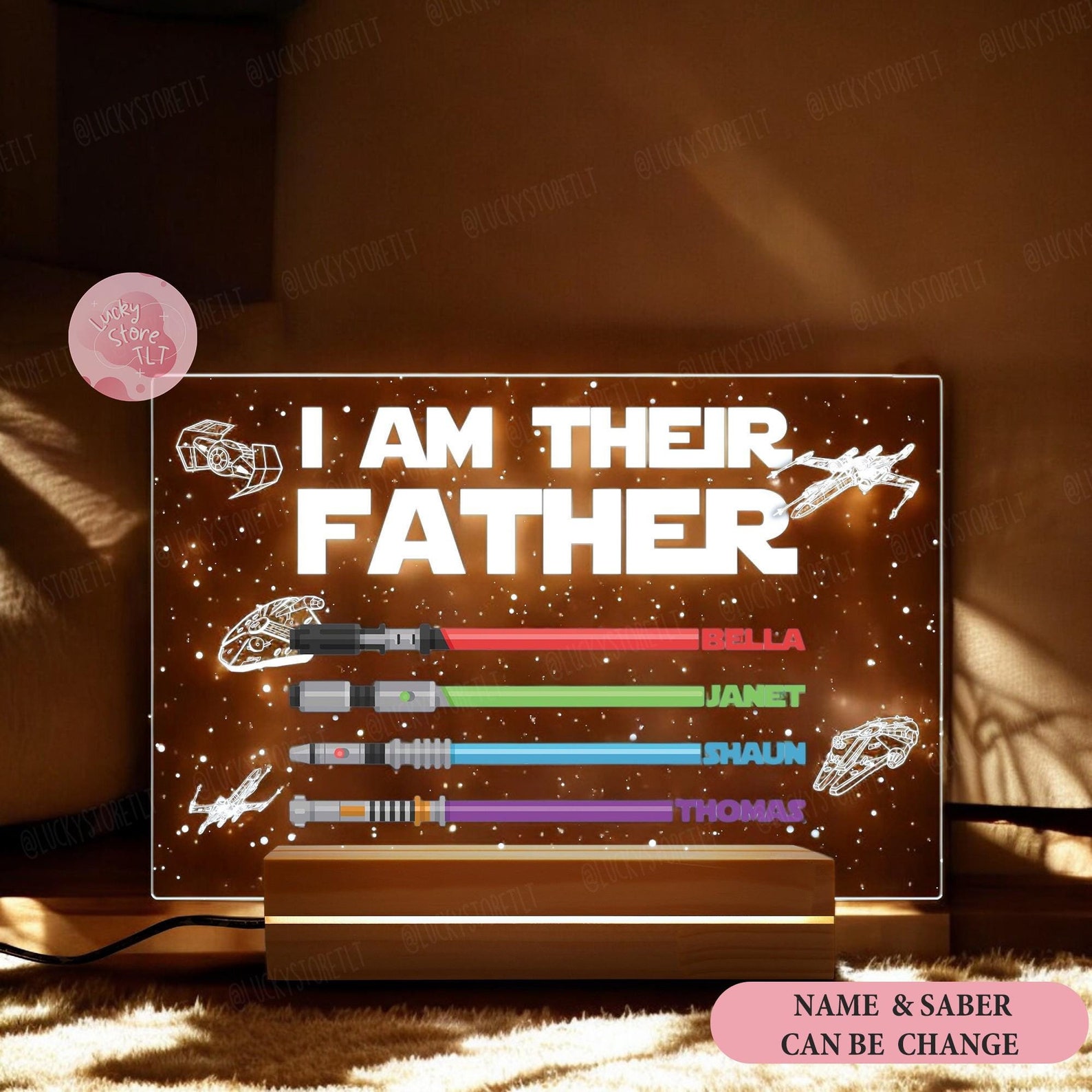 SW Father's Day I Am Their Father Personalized Photo Night Light Custom Sign 1