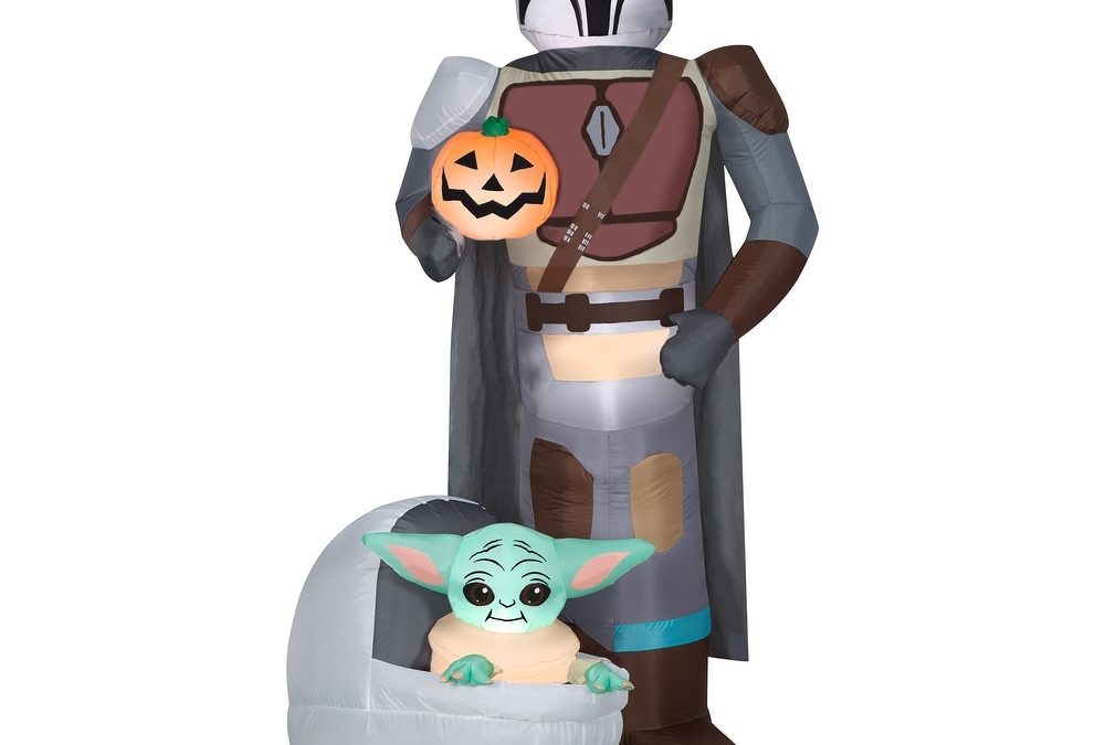 New The Mandalorian Din Djarin and The Child (Grogu) Light-up Airblown Inflatable Halloween Decoration available!