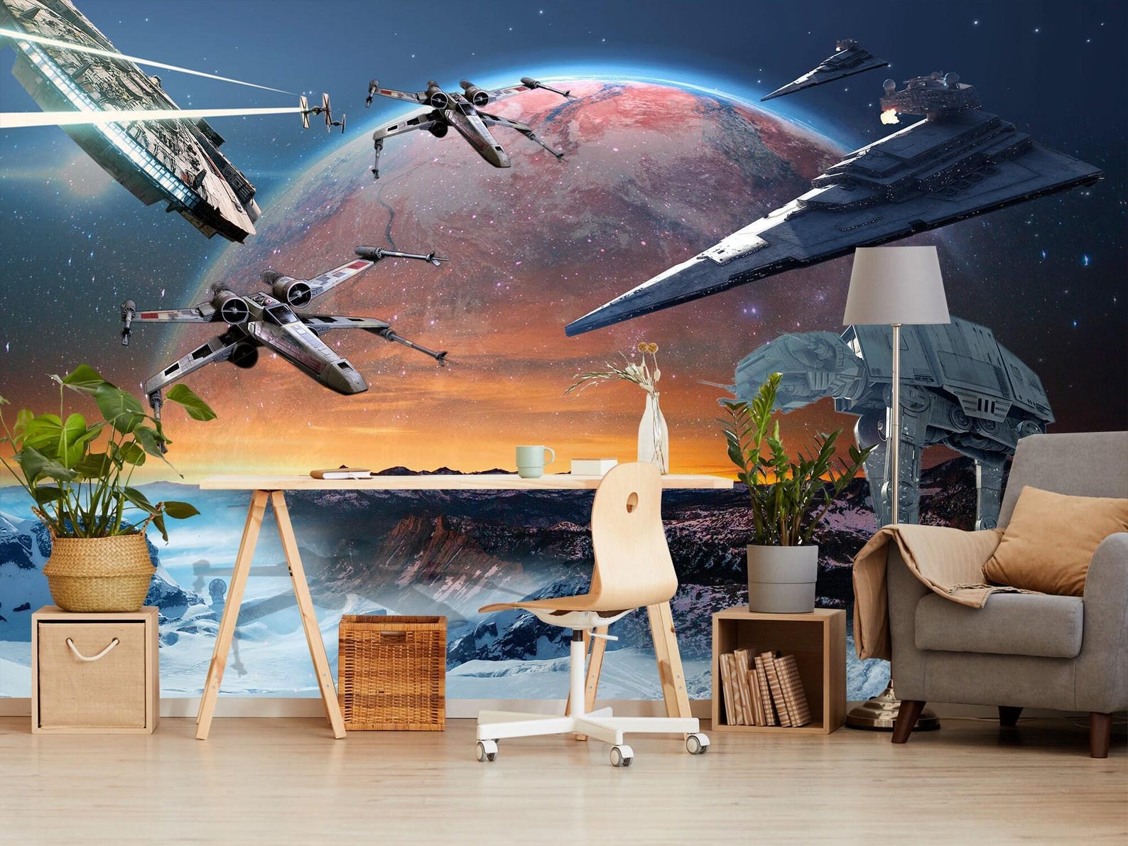 SW Spaceship Peel and Stick Wallpaper Nursery Art Mural 3
