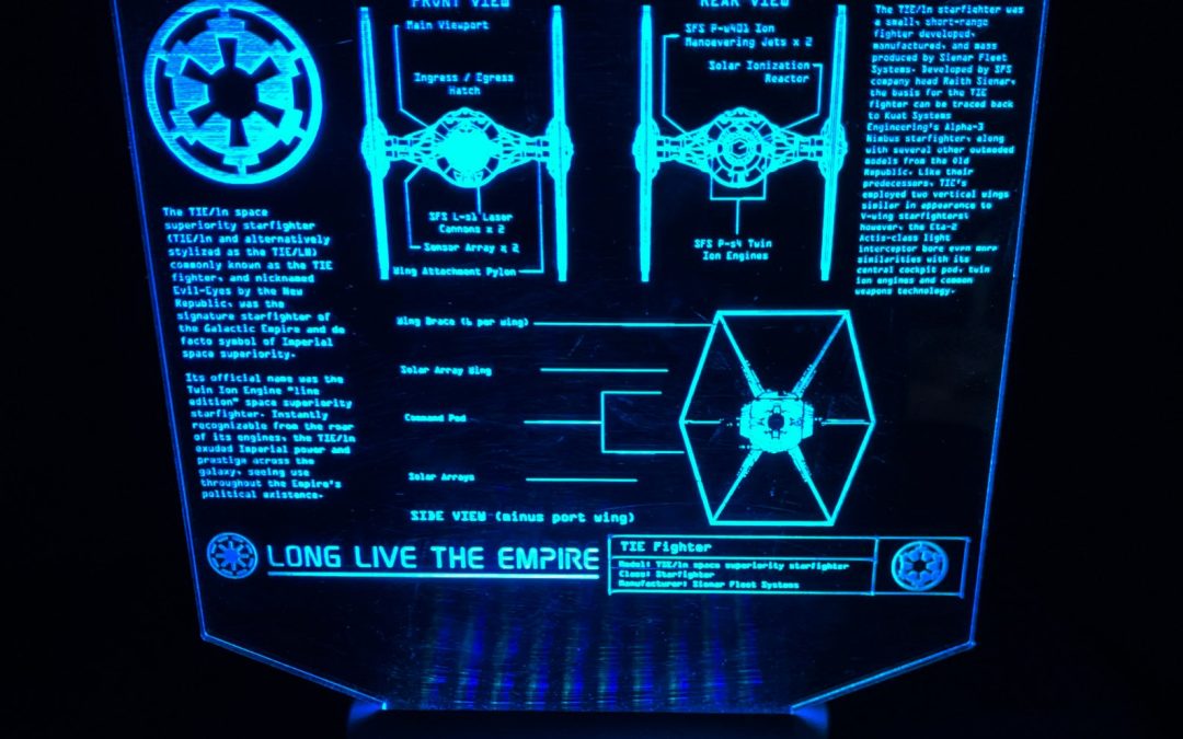 New Star Wars Imperial Tie Fighter LED Edge Lit Blueprints Acrylic Sign Light available now!