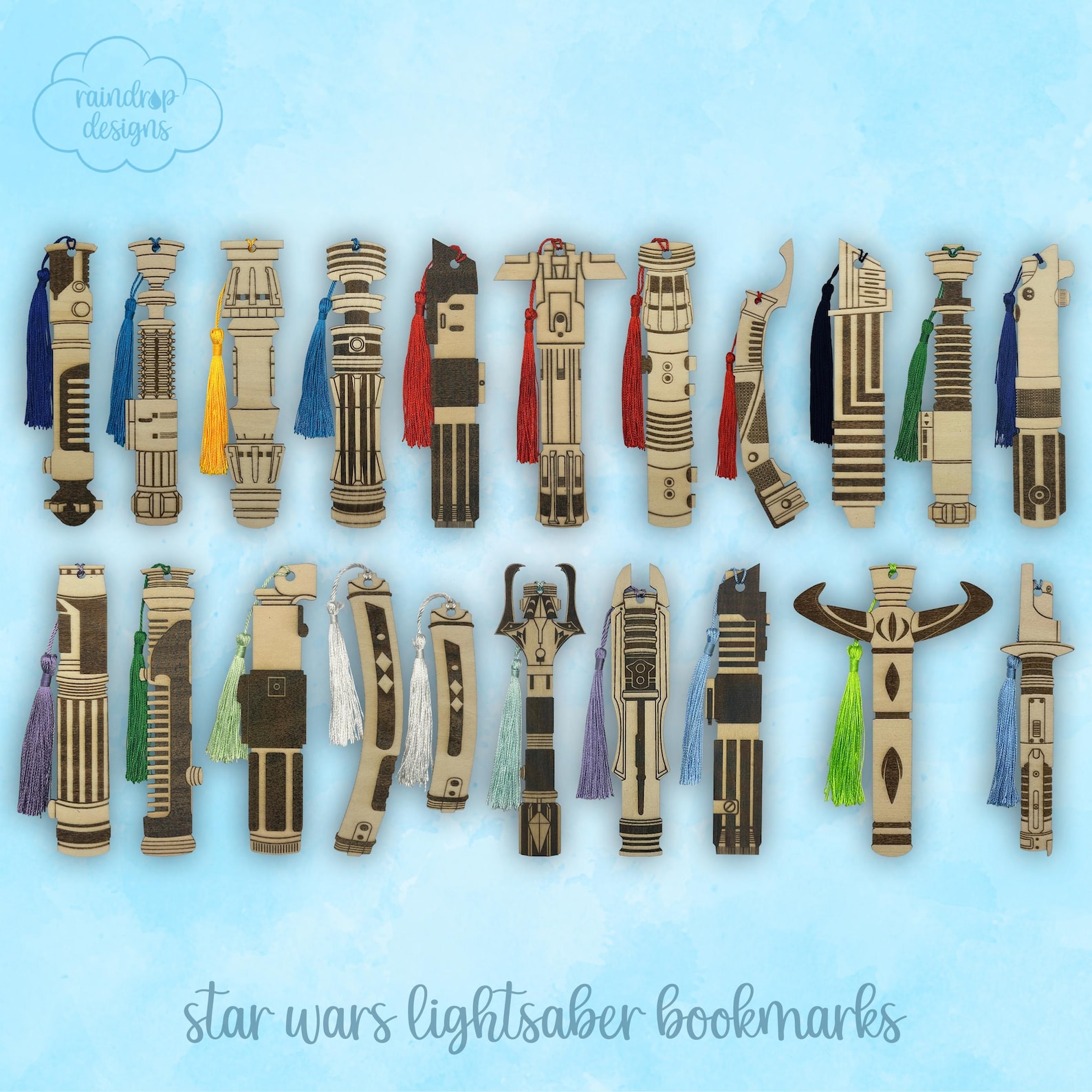 SW Inspired Lightsaber Wooden Bookmarks Set