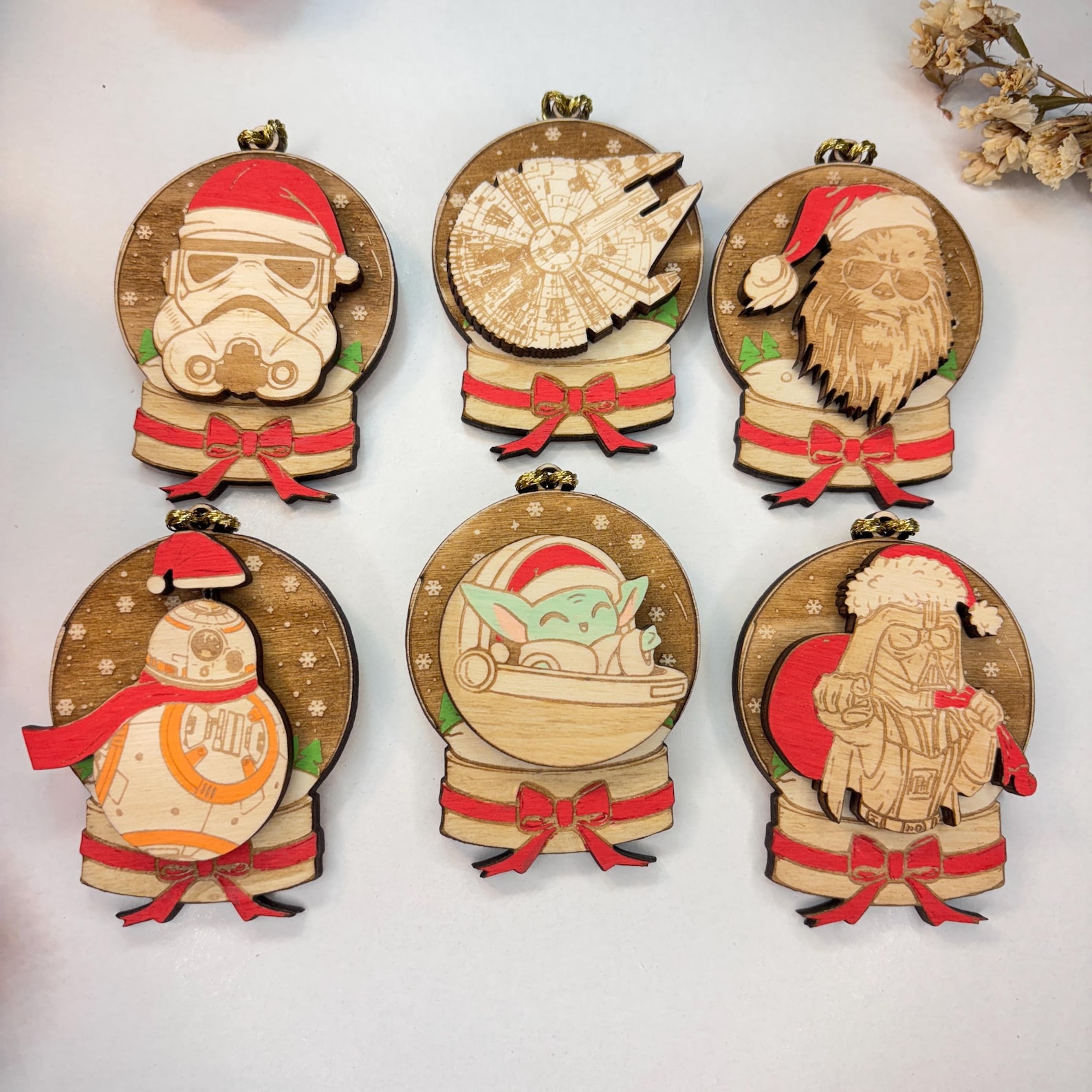 SW Wooden Decor Christmas Ornaments Set 1