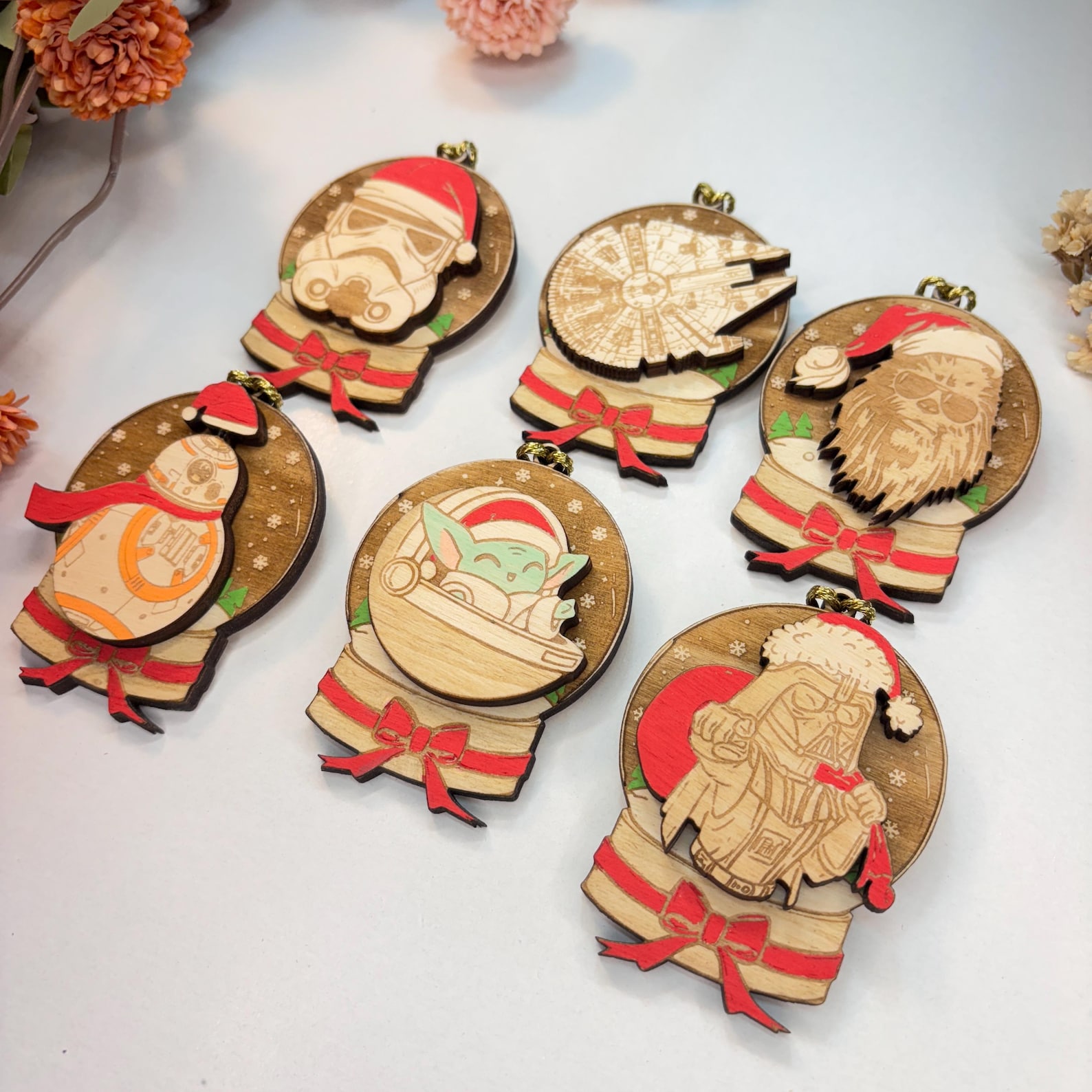 SW Wooden Decor Christmas Ornaments Set 2