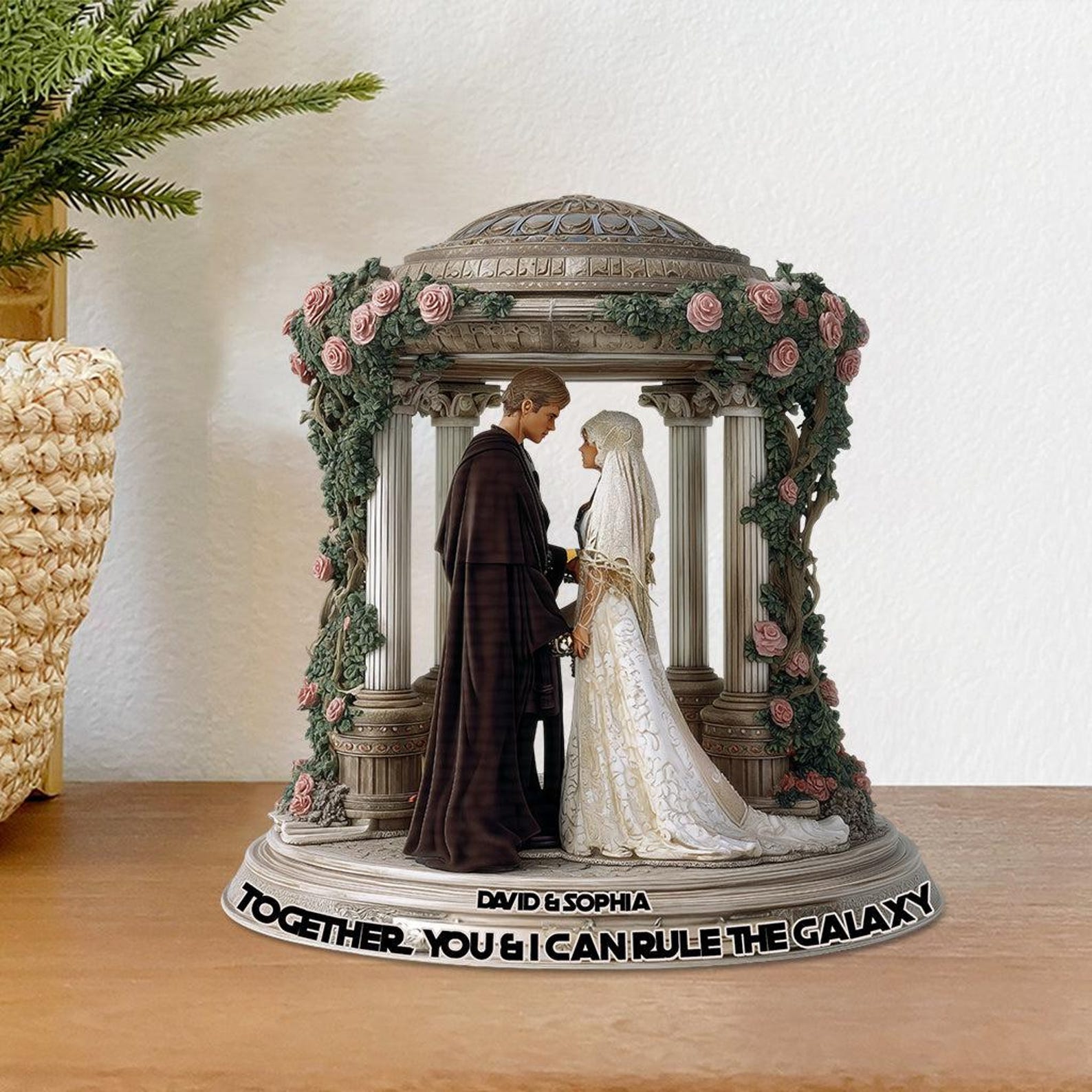 SW Couple Galaxy Wedding Acrylic Figurine Custom Plaque 2
