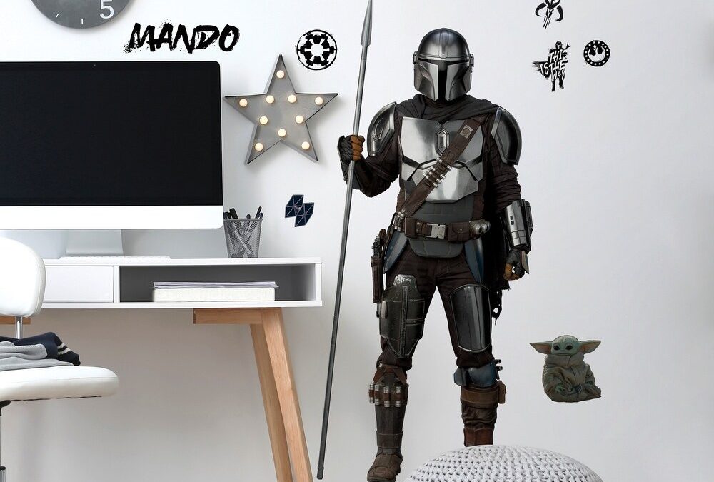 New The Mandalorian Din Djarin In Beskar Peel and Stick Giant Wall Decal available!