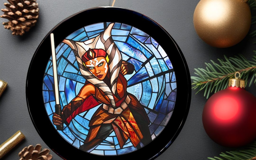 New Star Wars Ahsoka Lightsaber Duel Ahsoka's Might Stained Glass Style Holiday Ornament available!