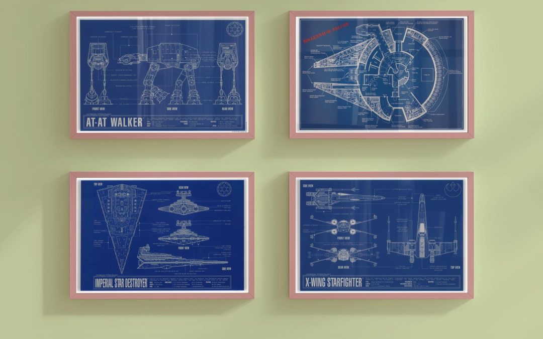 New Star Wars Sci-Fi Engineering Schematics Blueprint Art Prints 4-Pack available now!