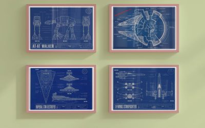 New Star Wars Sci-Fi Engineering Schematics Blueprint Art Prints 4-Pack available now!