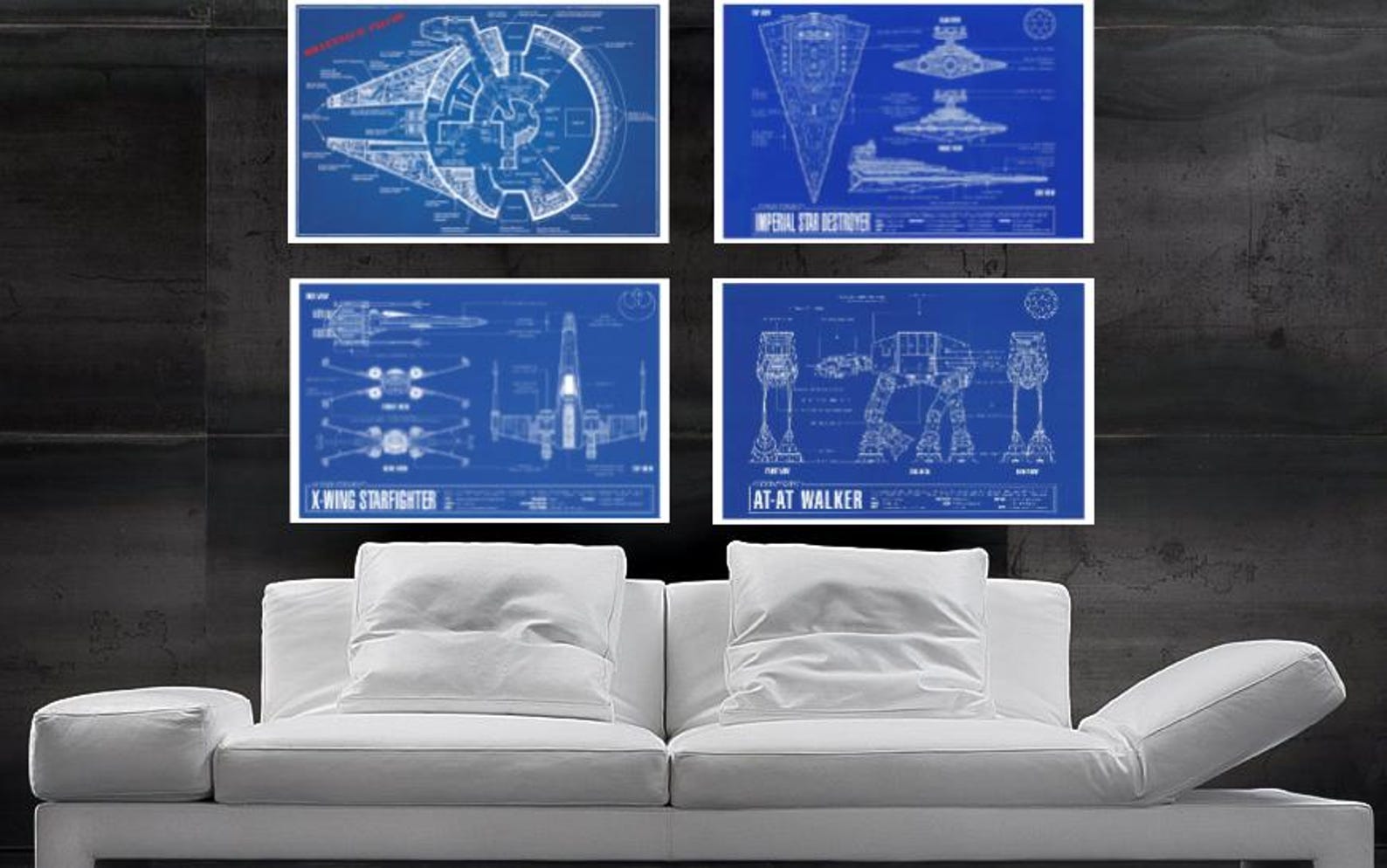 SW Sci-Fi Engineering Schematics Blueprint Art Prints 4-Pack 2
