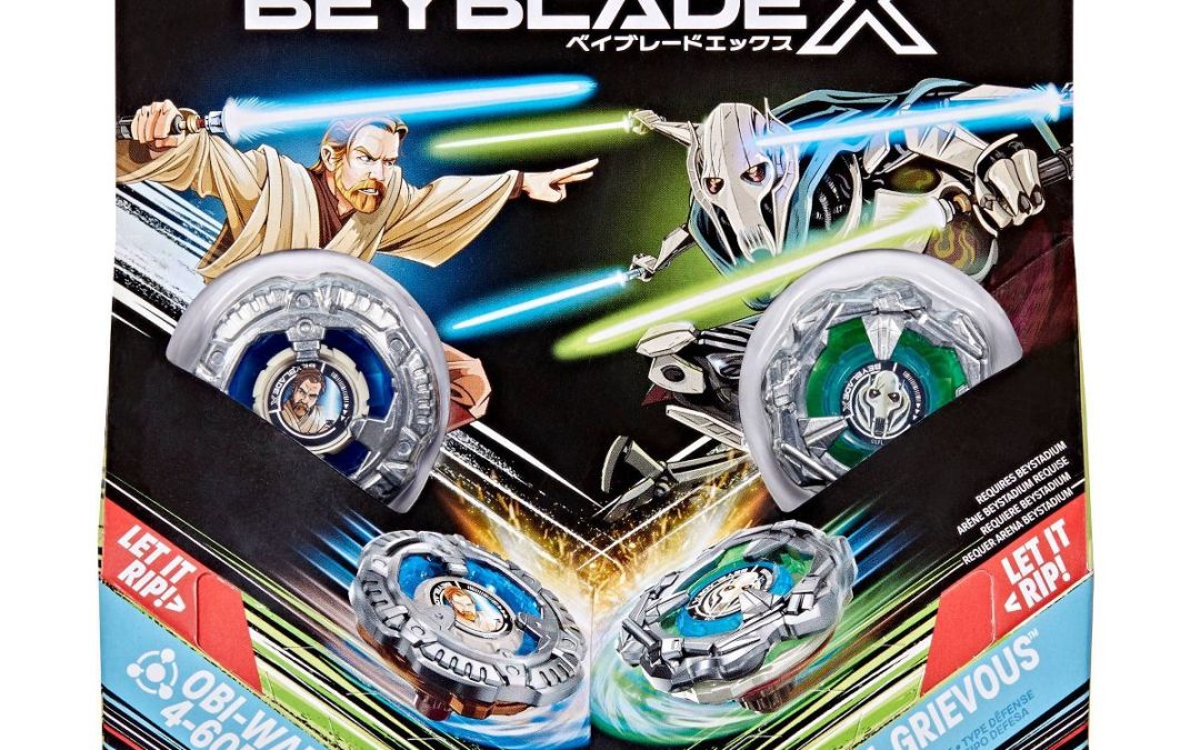 New Revenge of the Sith Beyblade X Collab Obi-Wan Kenobi 4-60P vs General Grievous 3-80HN Pack available!