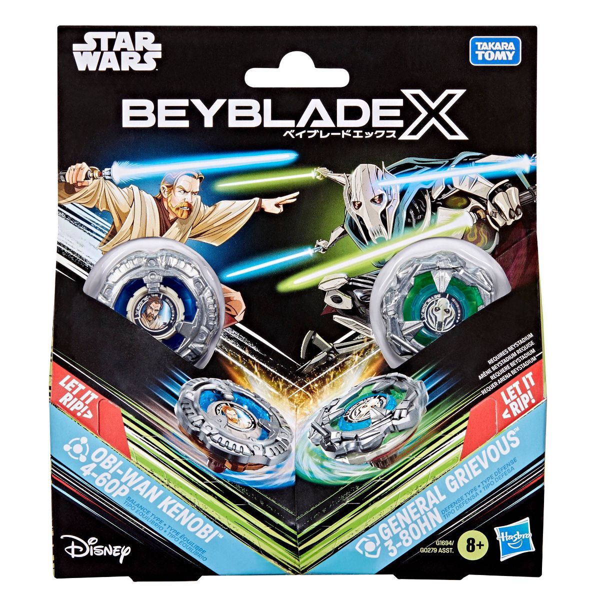 ROTS Beyblade X Collab Obi-Wan Kenobi 4-60P vs General Grievous 3-80HN Pack 1