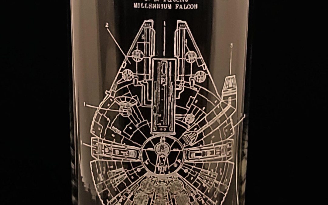 New Star Wars Laser Etched Millennium Falcon Glass Tumbler available now!