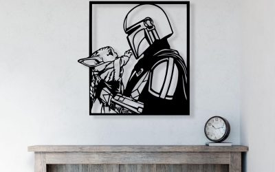 New The Mandalorian Din Djarin and The Child (Grogu) Iconic Metal Wall Art Decor Picture available!