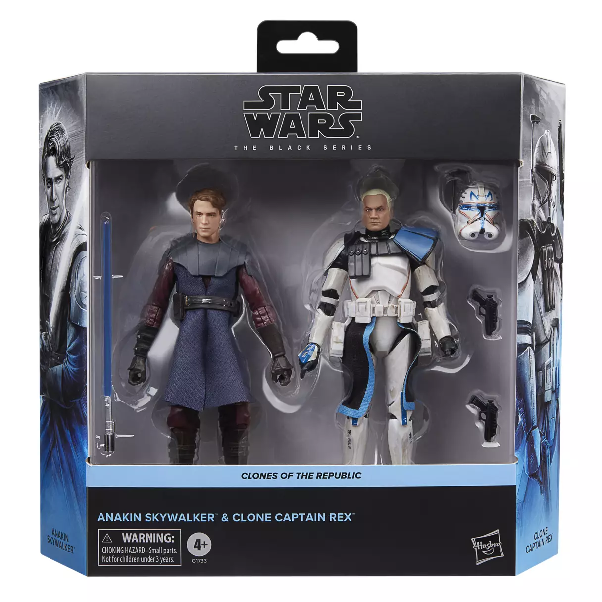 SWTCW Anakin Skywalker & Clone Captain Rex Black Series Figure Set 1
