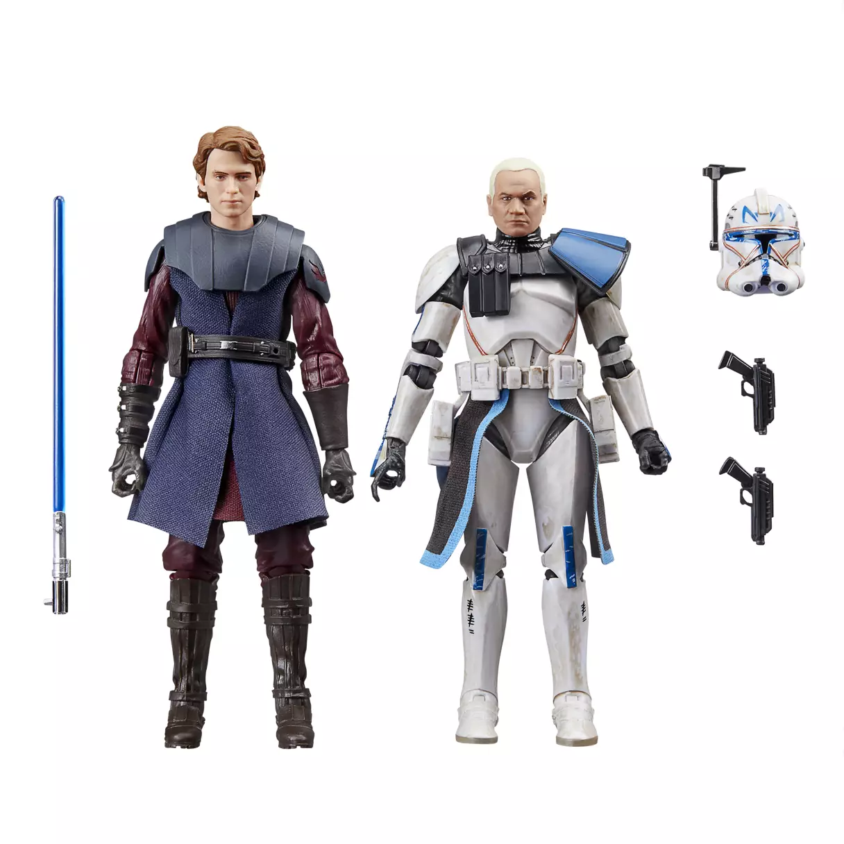 SWTCW Anakin Skywalker & Clone Captain Rex Black Series Figure Set 3