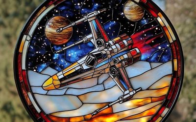 New Star Wars X-Wing Starfighter Galaxy Acrylic Faux Stained Glass Suncatcher Decor available now!