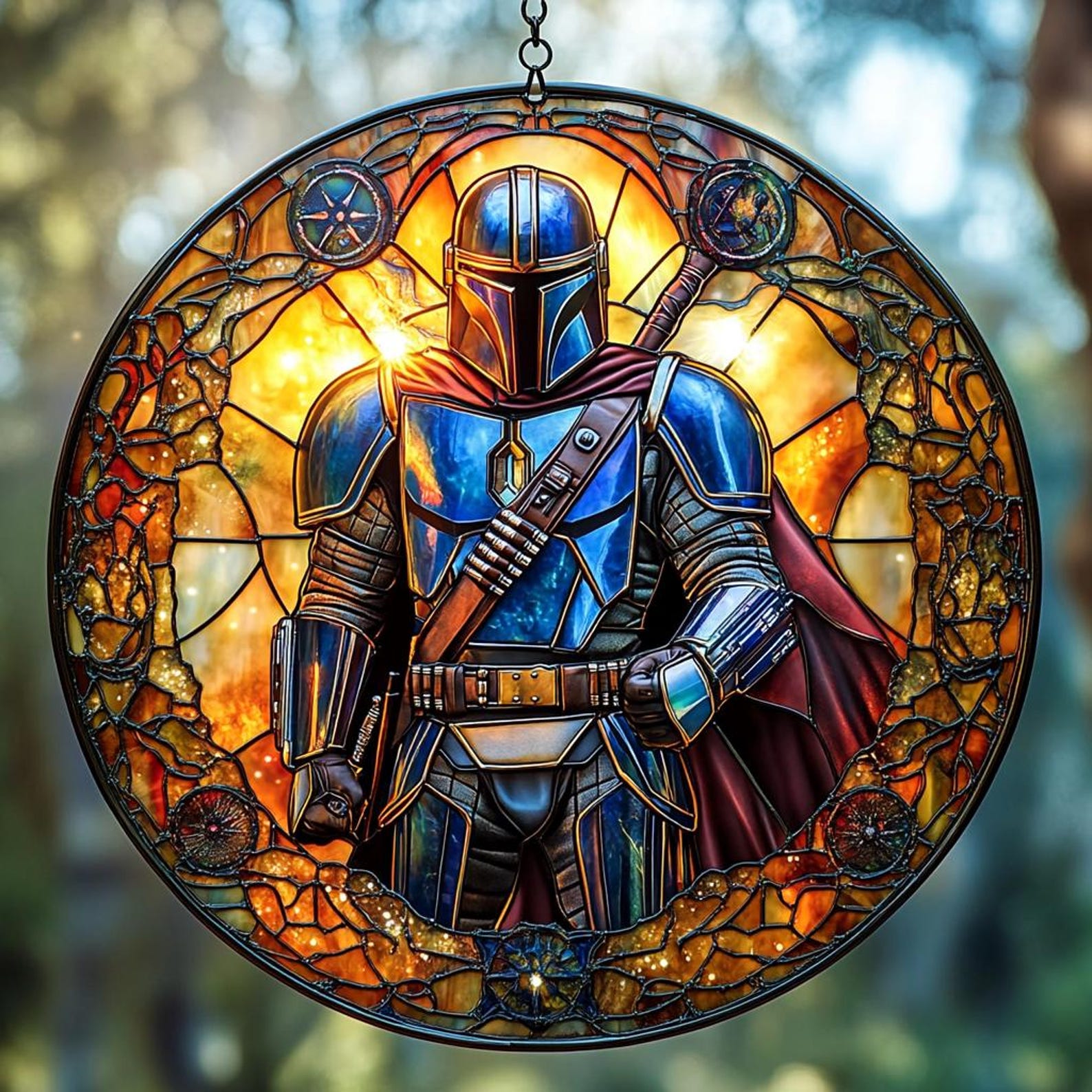 TM Din Djarin ACRYLIC Suncatcher Faux Stained Glass Window Decor 3