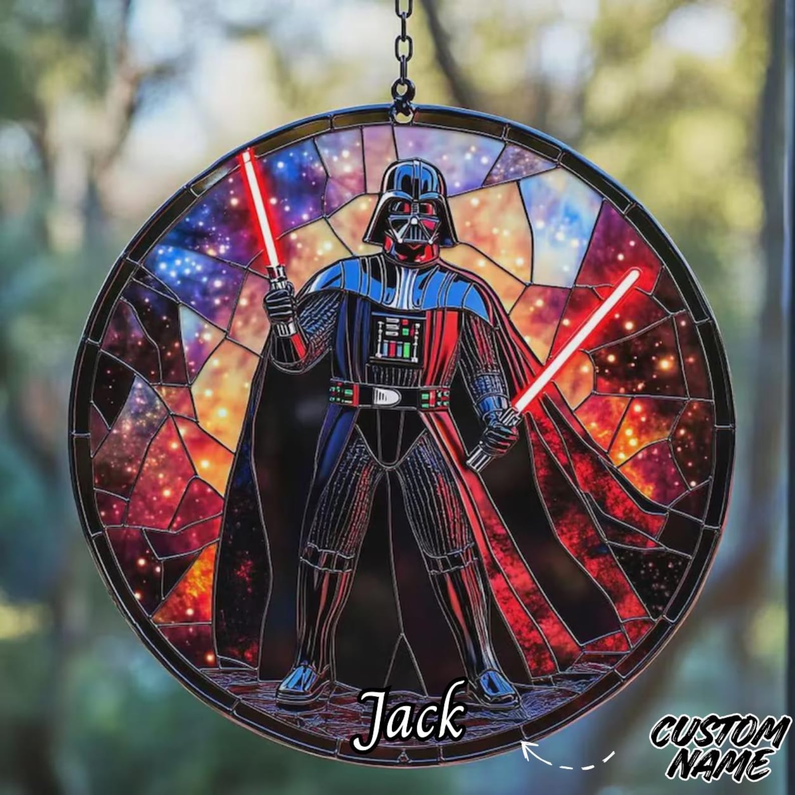 SW Darth Vader Faux Stained Glass Suncatcher Window Hanging Wall Art Decor 1