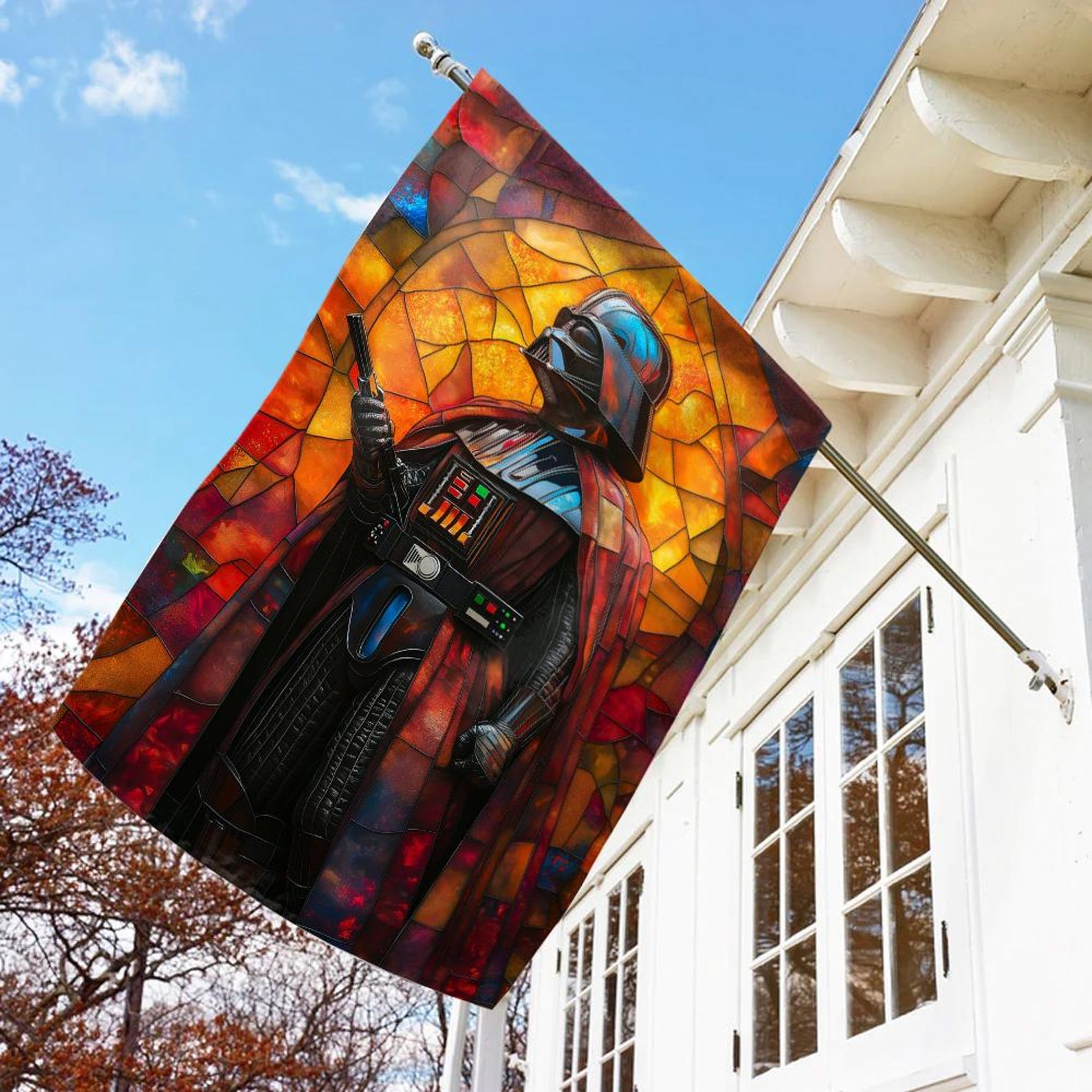 ROTS Darth Vader Stained Glass Style Outdoor Banner Garden Flag 2
