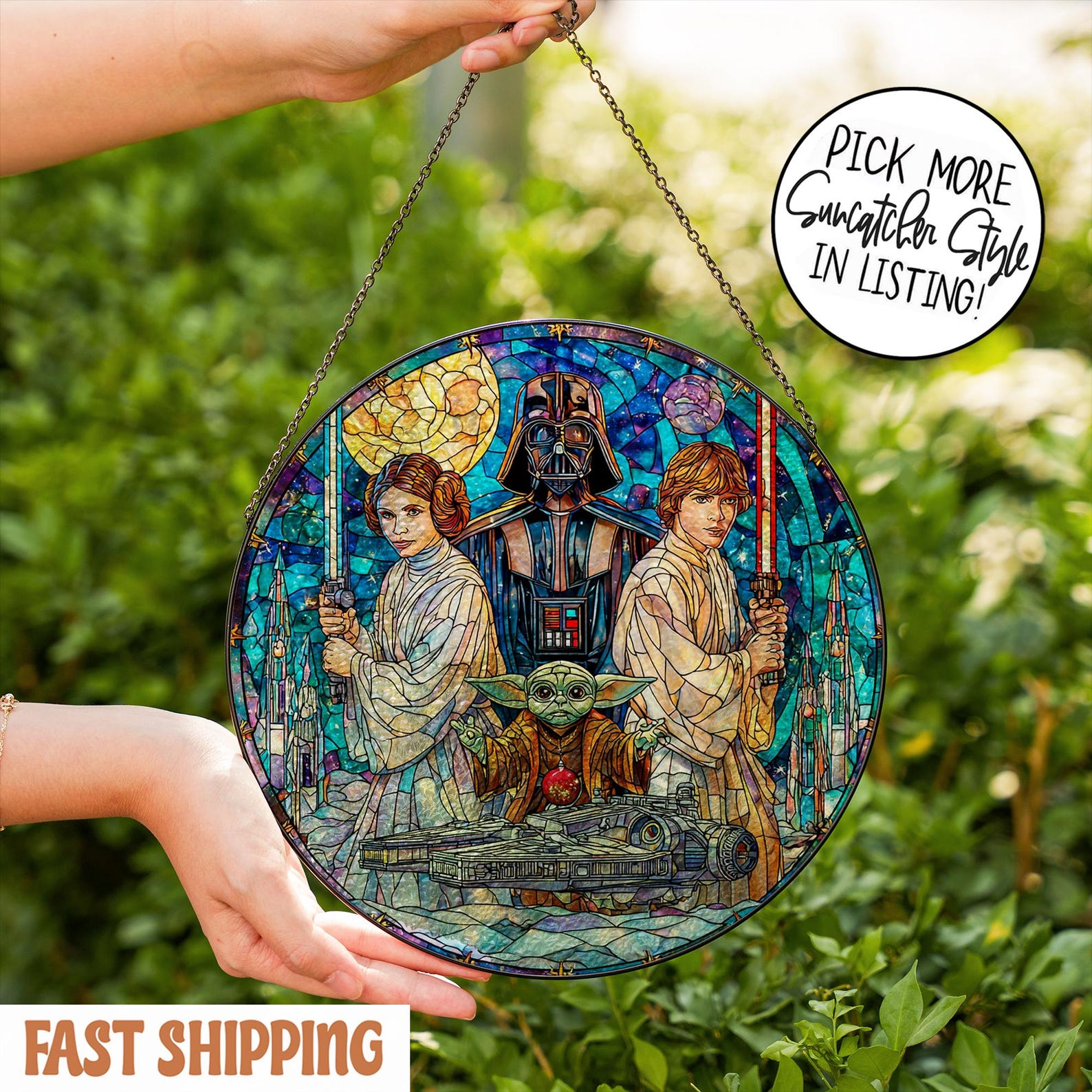 SW Stained Glass Window Galactic Space Warrior Suncatcher Decor 3