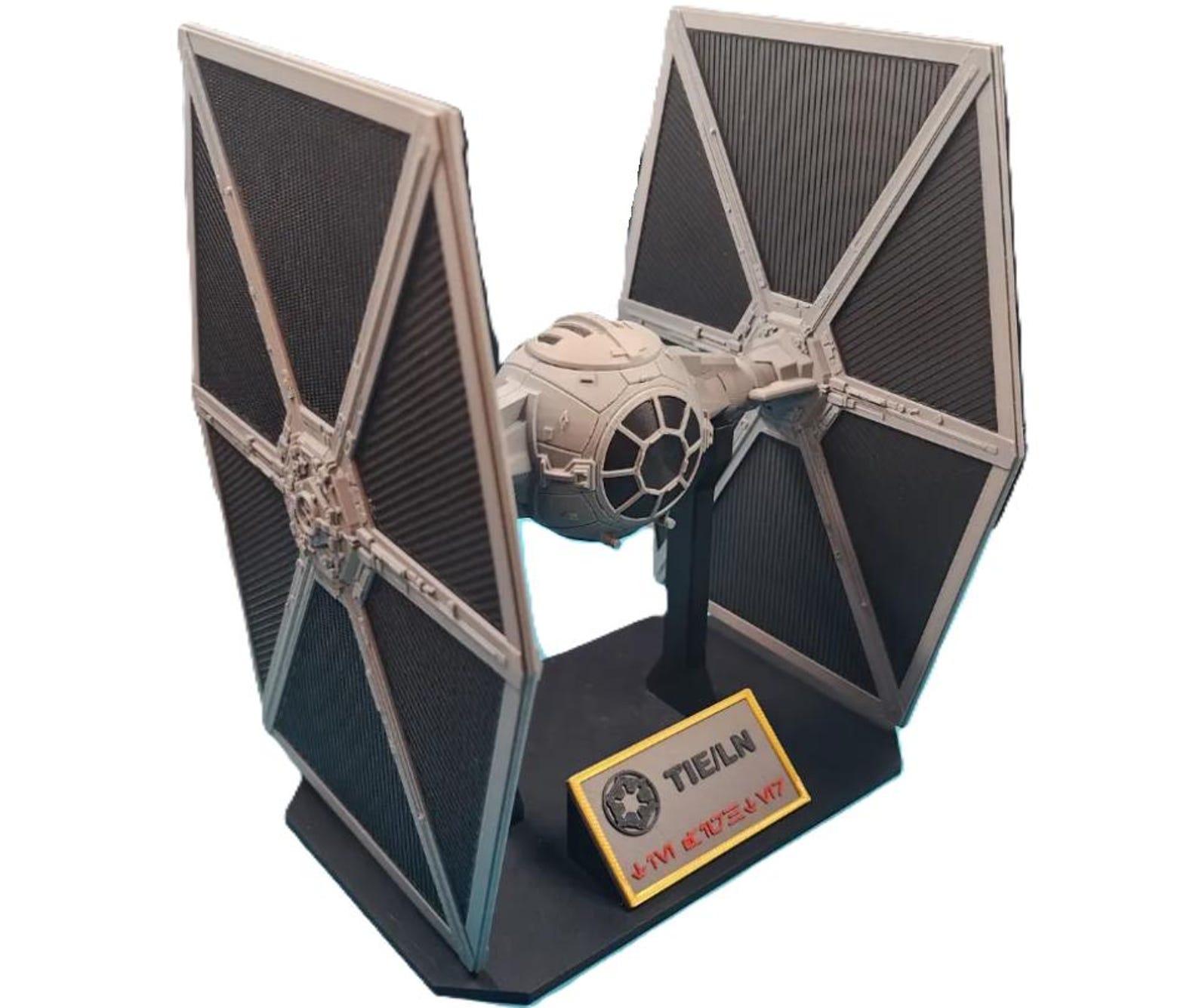 SW 3D Printed Imperial TIE Fighter Figurine with Display Stand Set 1