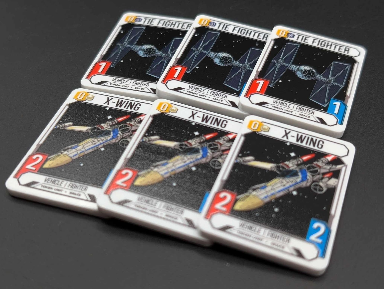 SW Unlimited TCG Compatible Premium Half Sized Acrylic X-Wing and TIE Fighter Token Set 2