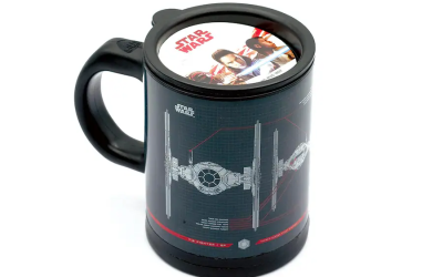 New The Last Jedi Tie Fighter Self-Stirring 12 Ounce Travel Mug available now!