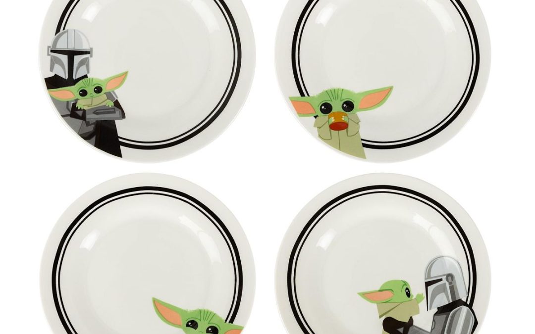 New The Mandalorian Din Djarin and The Child (Grogu) 4-Piece 8-Inch Dinner Plate Set available!