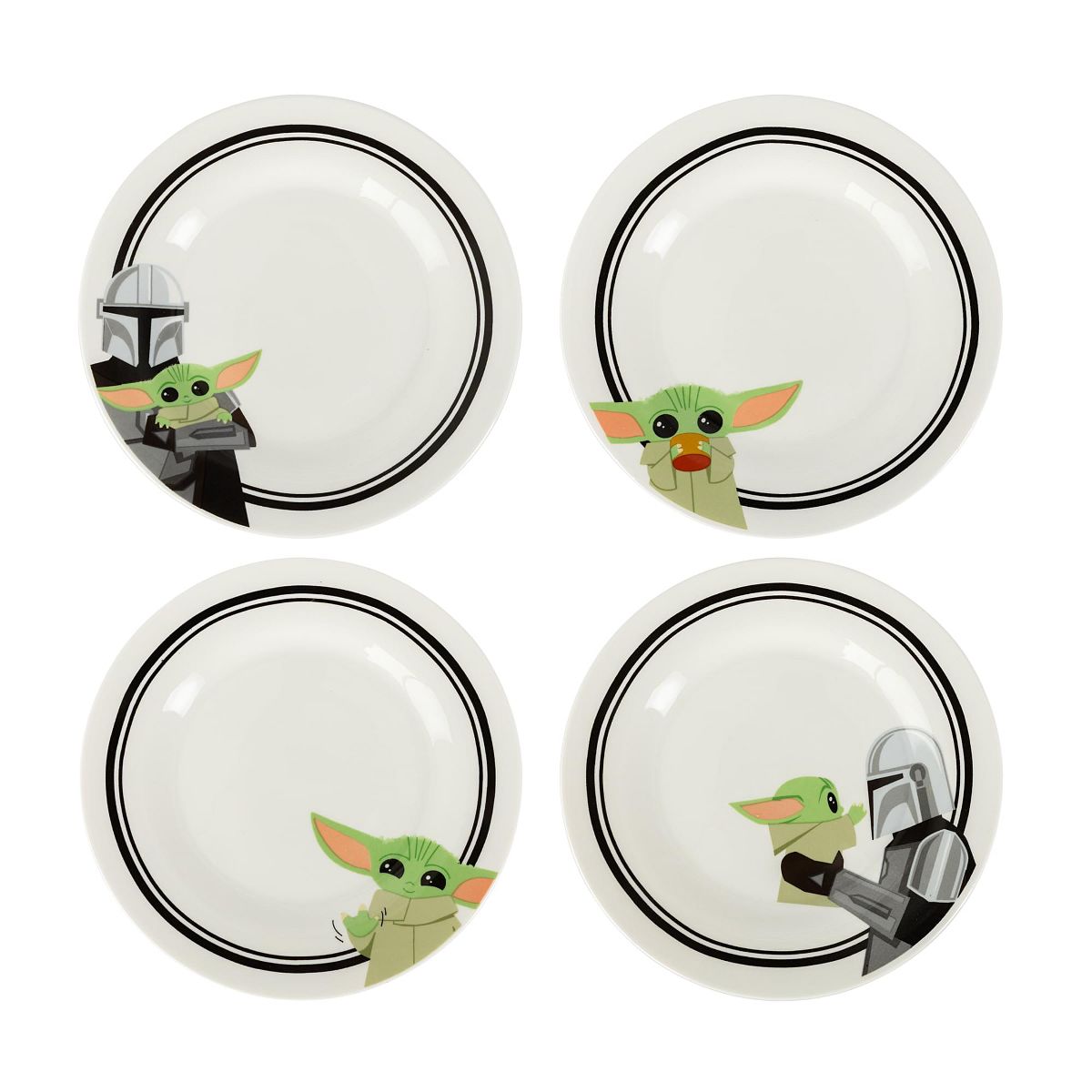 TM Din Djarin and The Child (Grogu) 4-Piece 8-Inch Dinner Plate Set 1