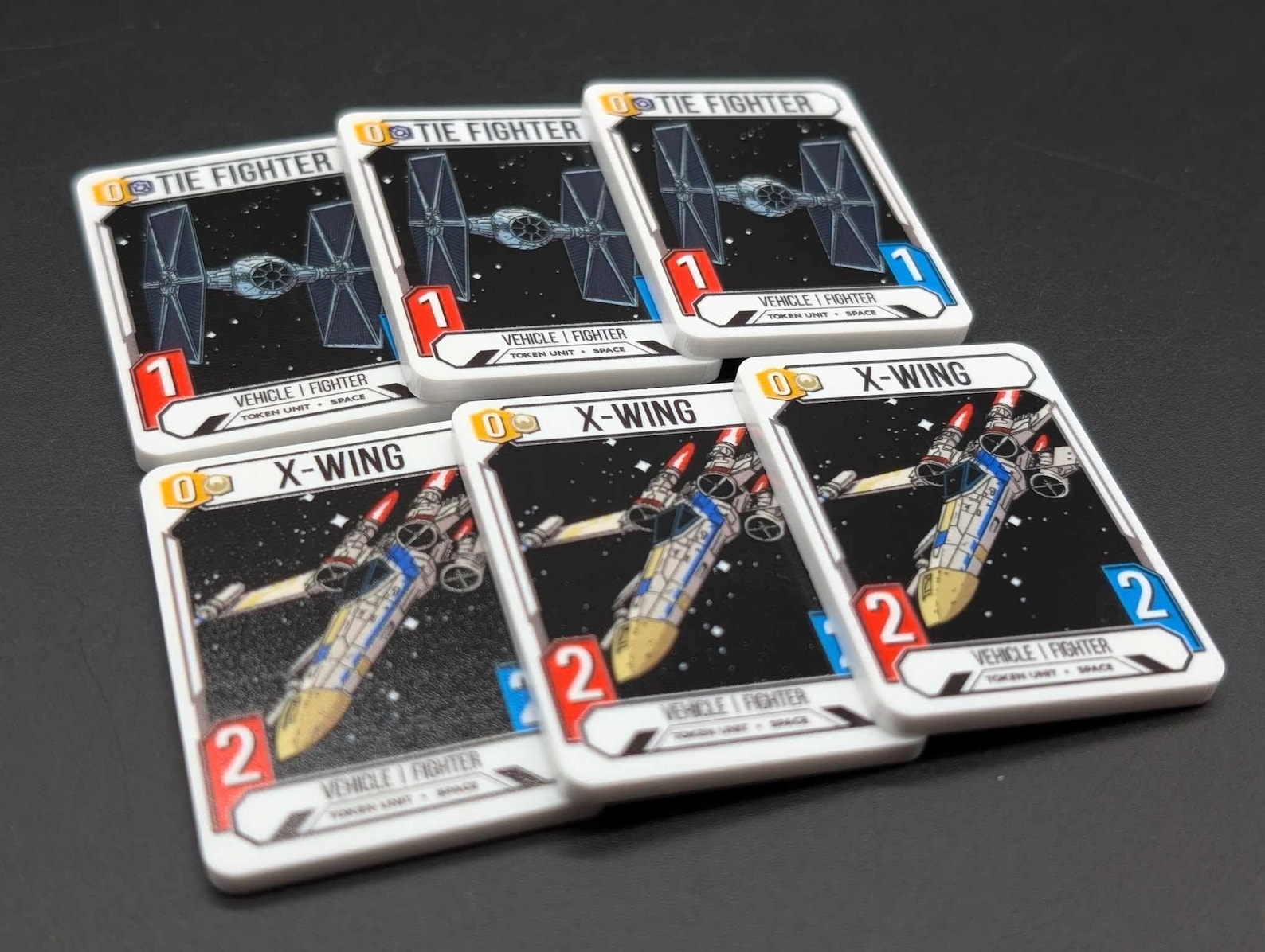 SW Unlimited TCG Compatible Premium Half Sized Acrylic X-Wing and TIE Fighter Token Set 1