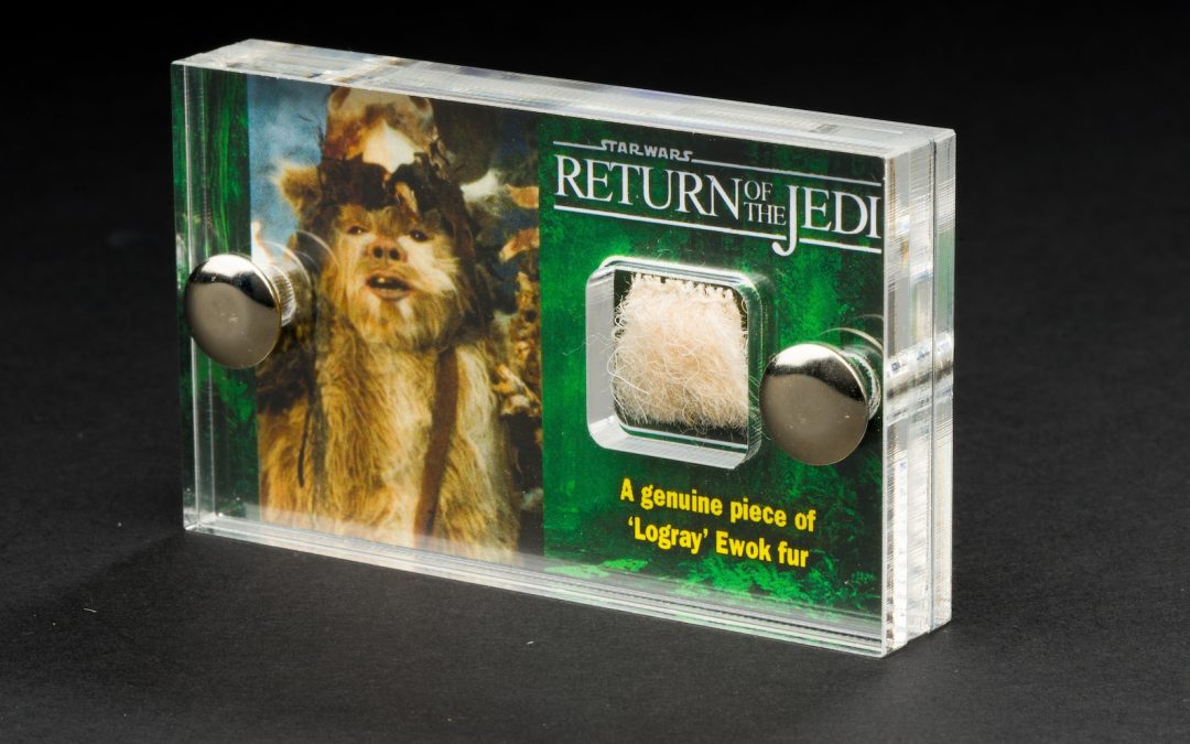 New Return of the Jedi Logray Ewok Fur Swatch Mini Display available now!