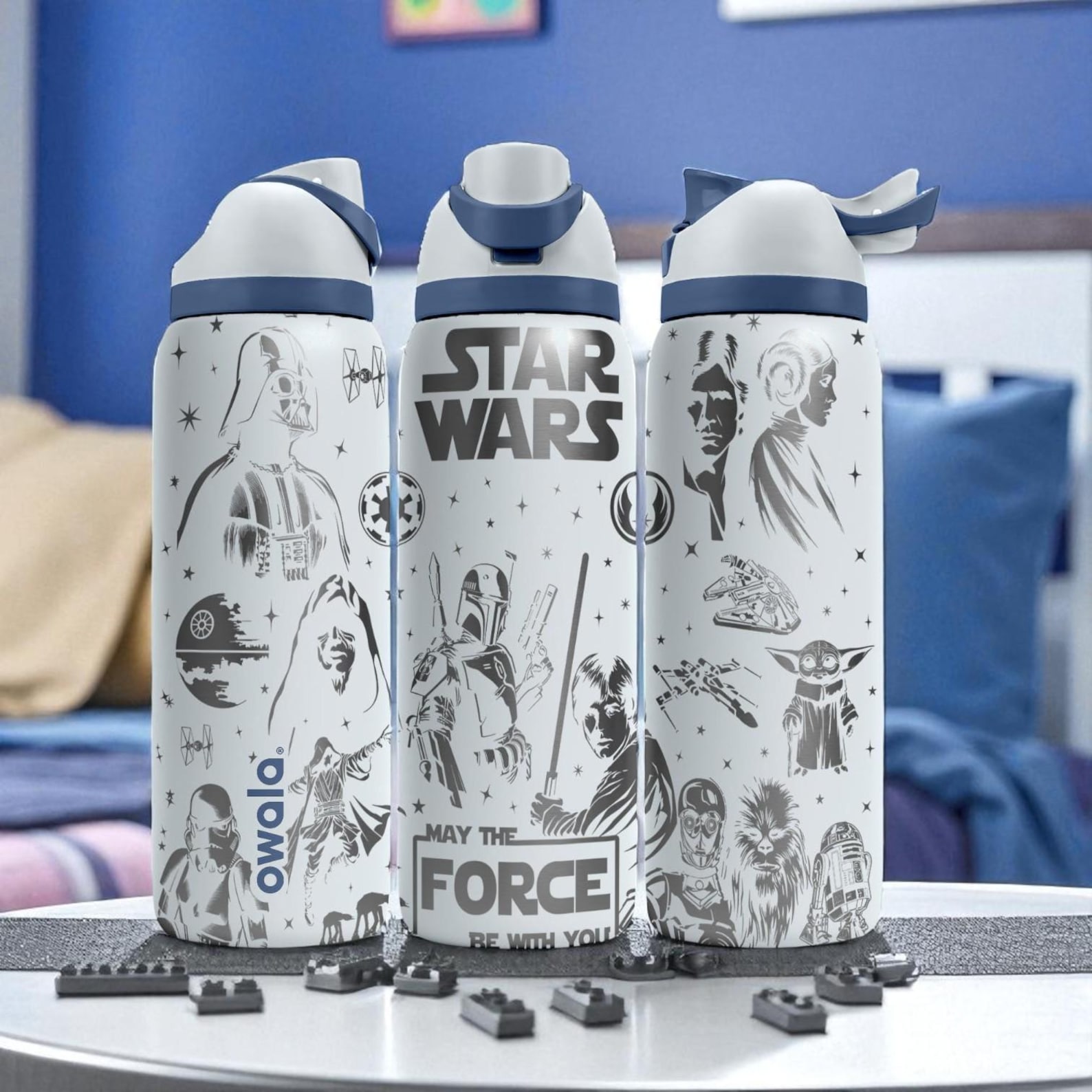 SW Engraved Owala Galactic Design with Iconic Characters Stainless Steel Bottle 1