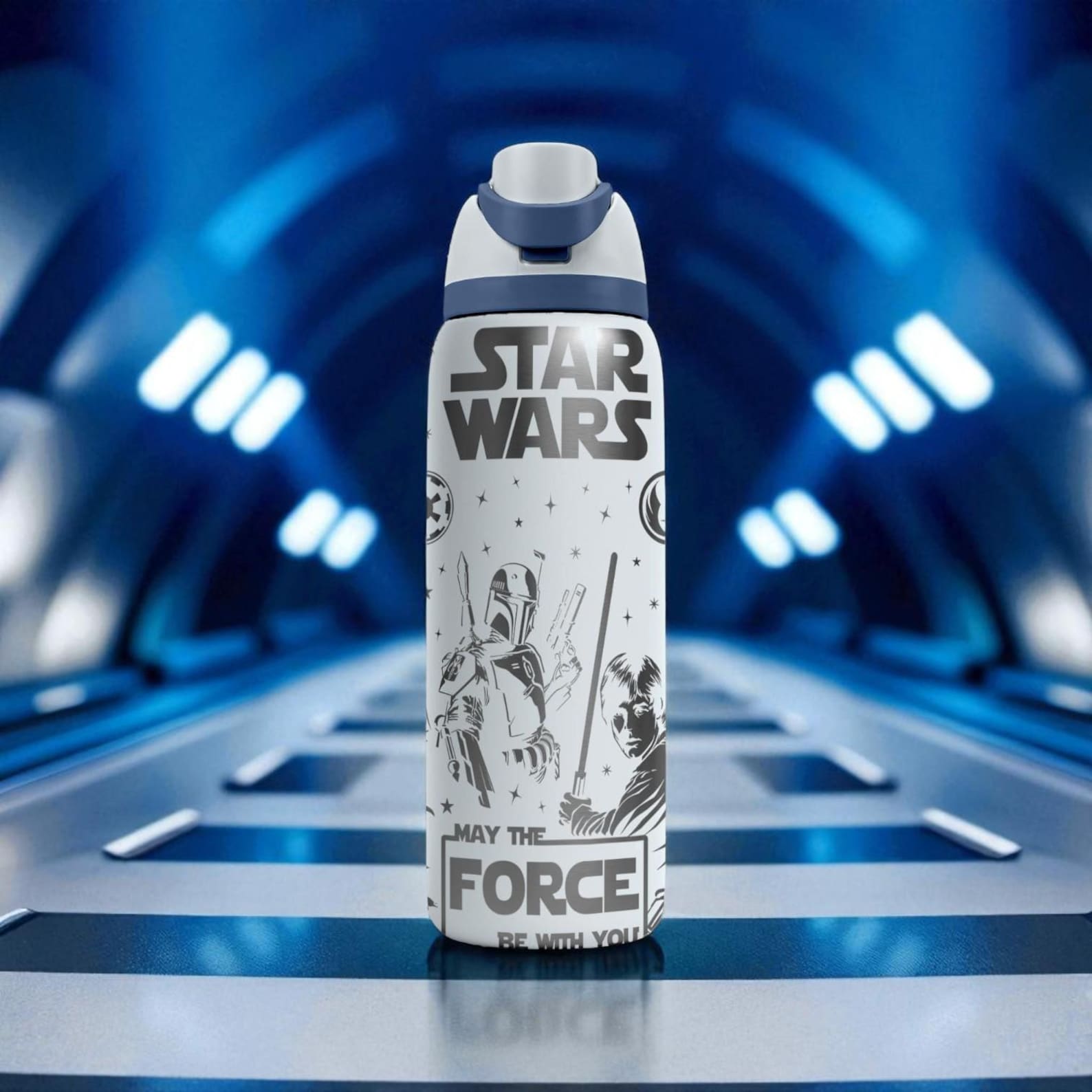 SW Engraved Owala Galactic Design with Iconic Characters Stainless Steel Bottle 3