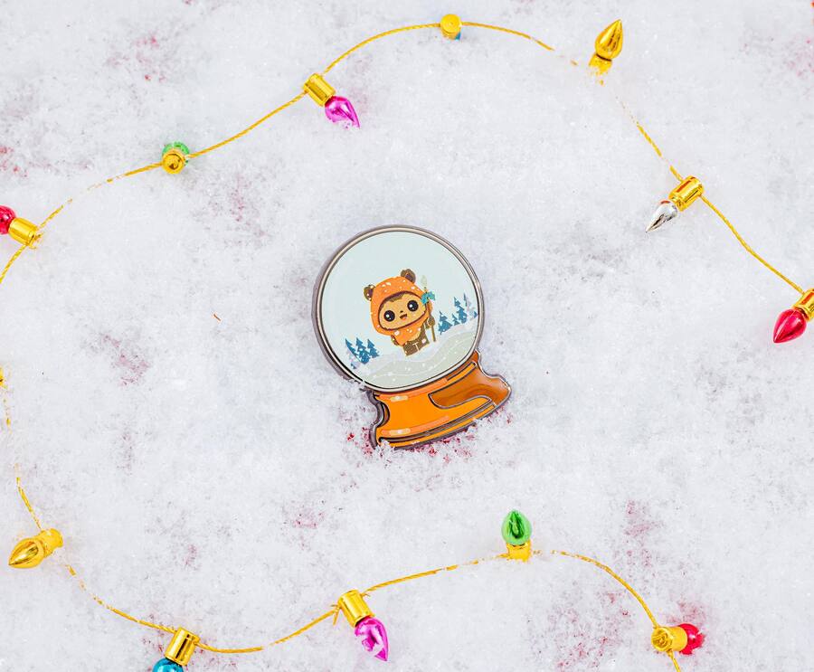 SW Wicket Holiday Winter Snow Globe Enamel Pin 3