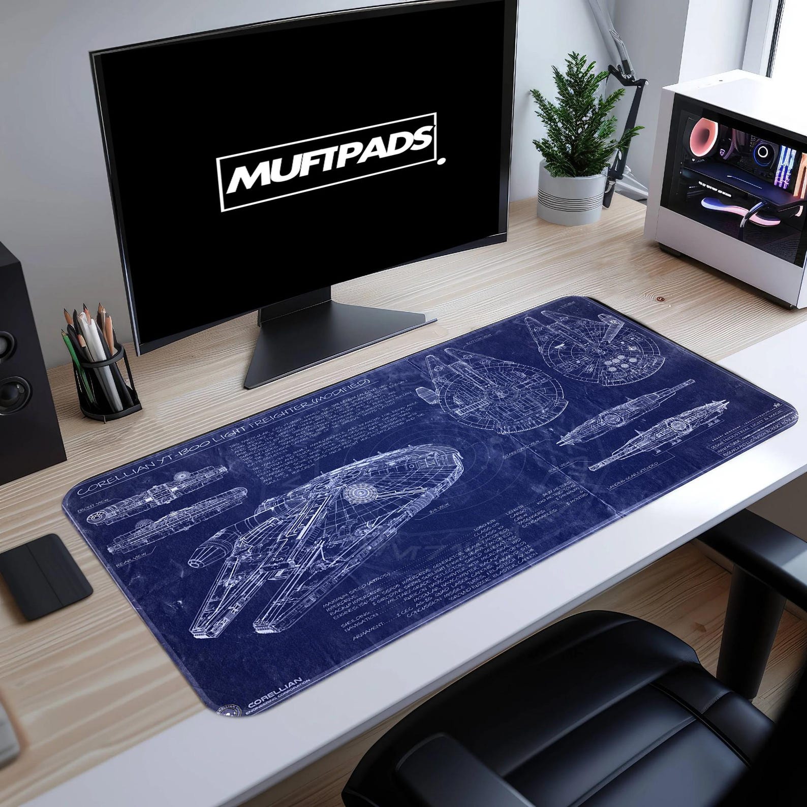 SW Millennium Falcon Blueprint Desk Mat Mouse Pad 2