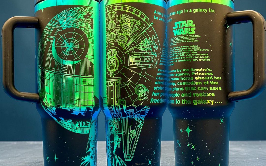 New Star Wars Light Vs. Dark Opening Crawl Collage Laser Engraved Tumbler Set available now!
