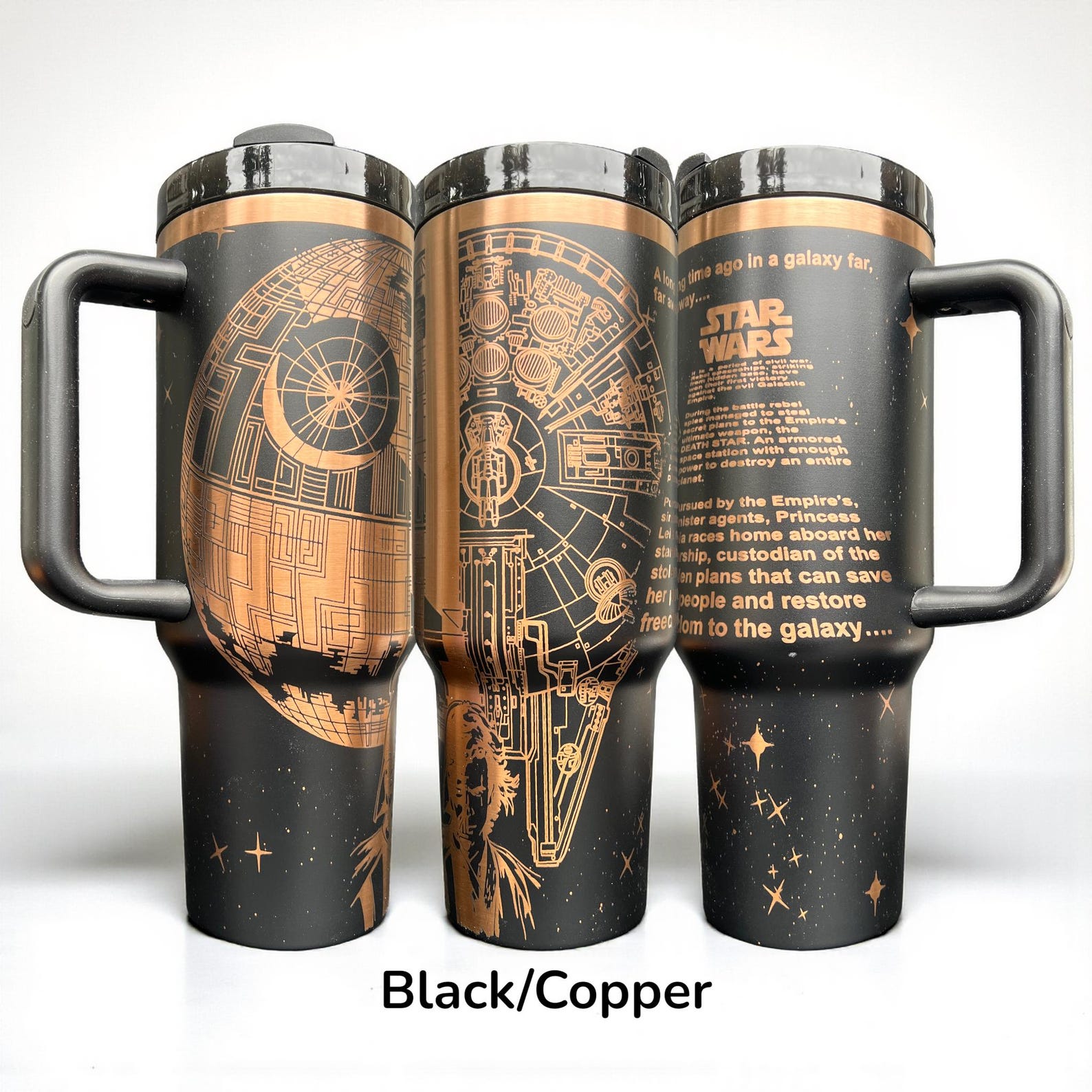 SW Light Vs. Dark Opening Crawl Collage Laser Engraved Tumbler Set 2