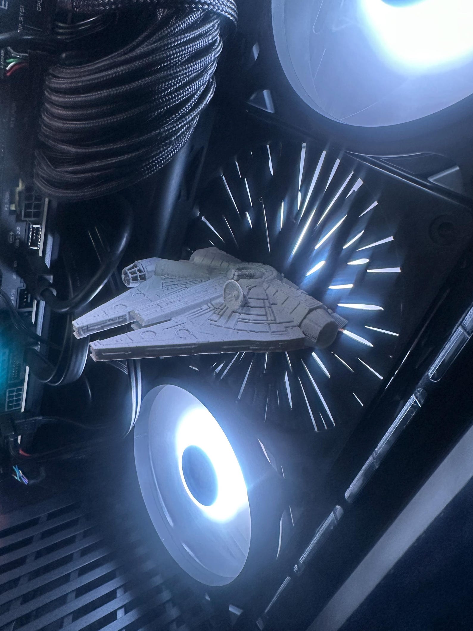 SW Inspired Millenium Falcon Hyperspace PC Fan Cover 1